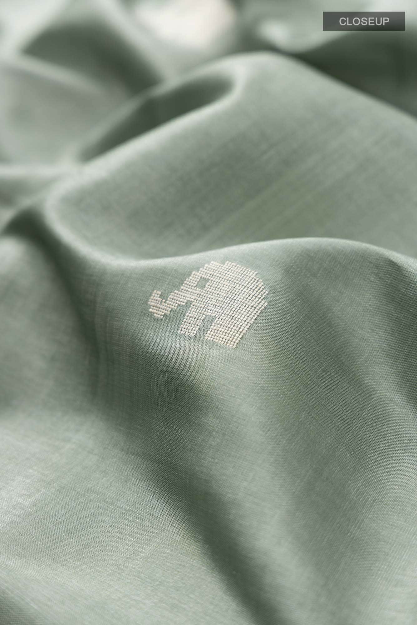 Elephant Whispers-Green Bhagalpuri Tussar Silk Saree - Image 9