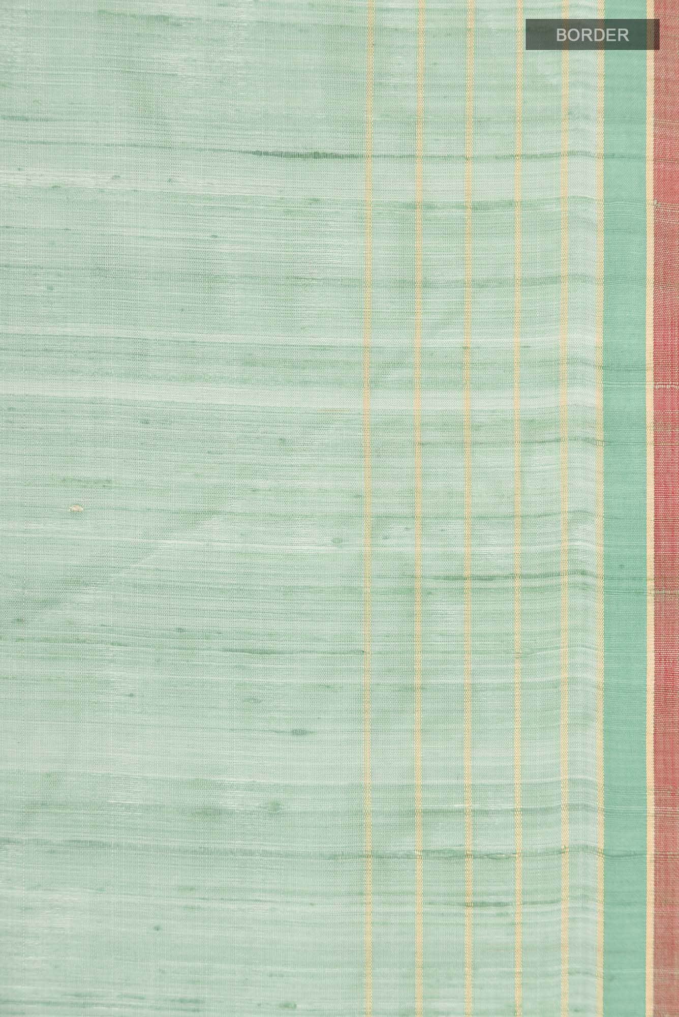 Erina-Mint Green Bhagalpuri Tussar Silk Saree - Image 8