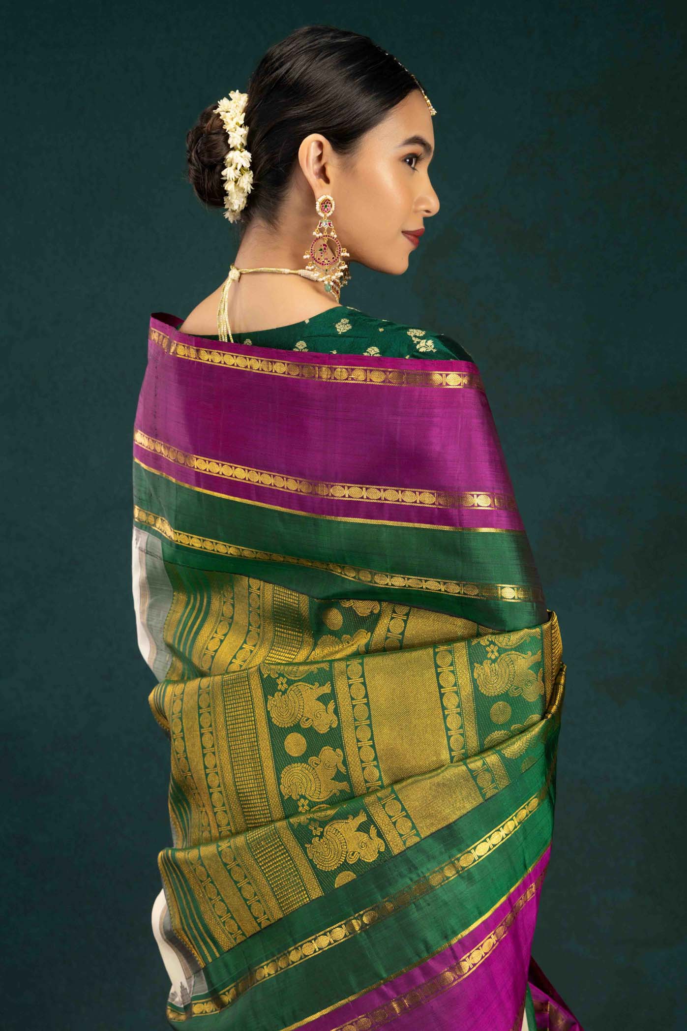 Gauri-Off White Kanchipuram Silk Saree - Image 7