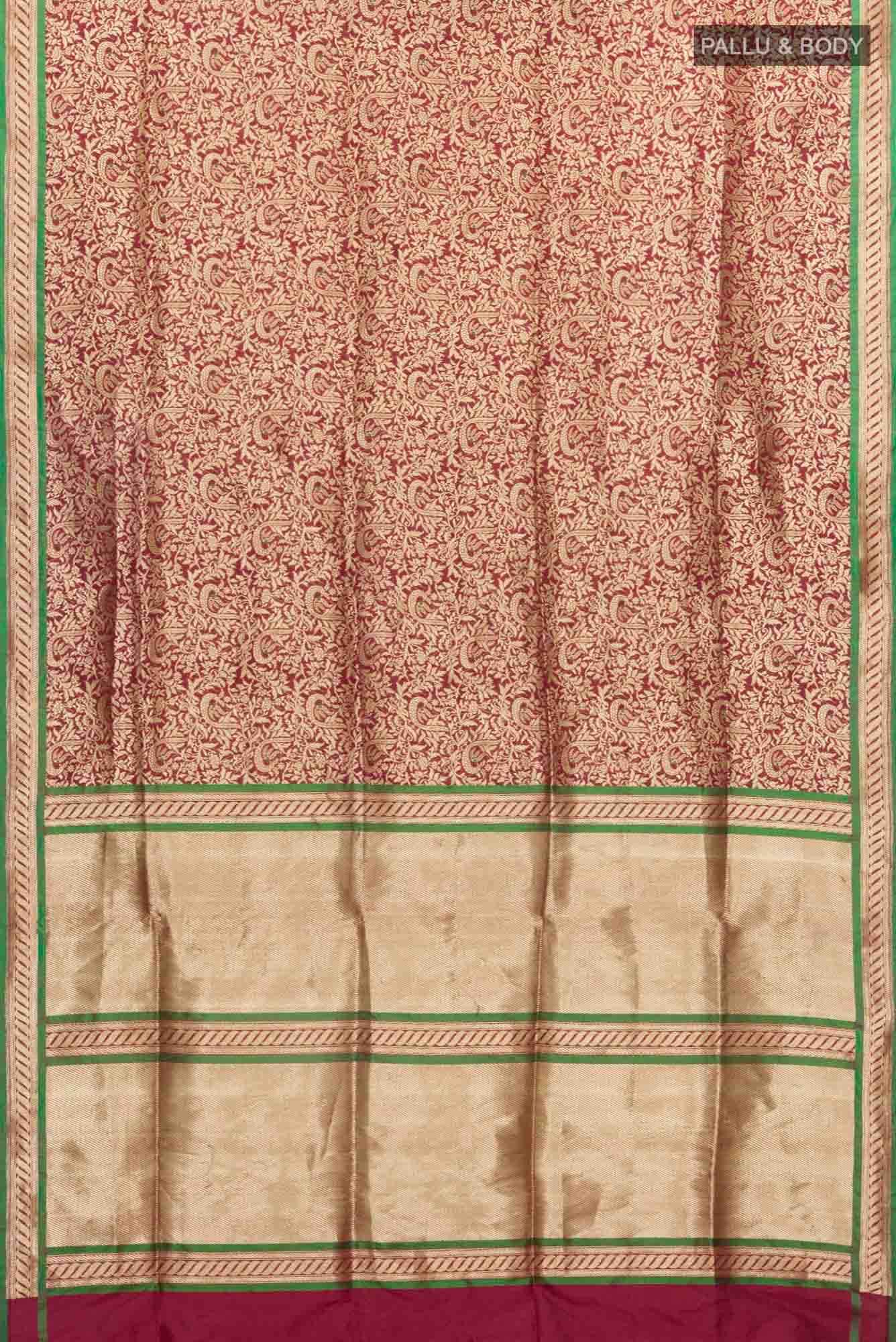 Gazal-Maroon Banarasi Silk Saree - Image 4