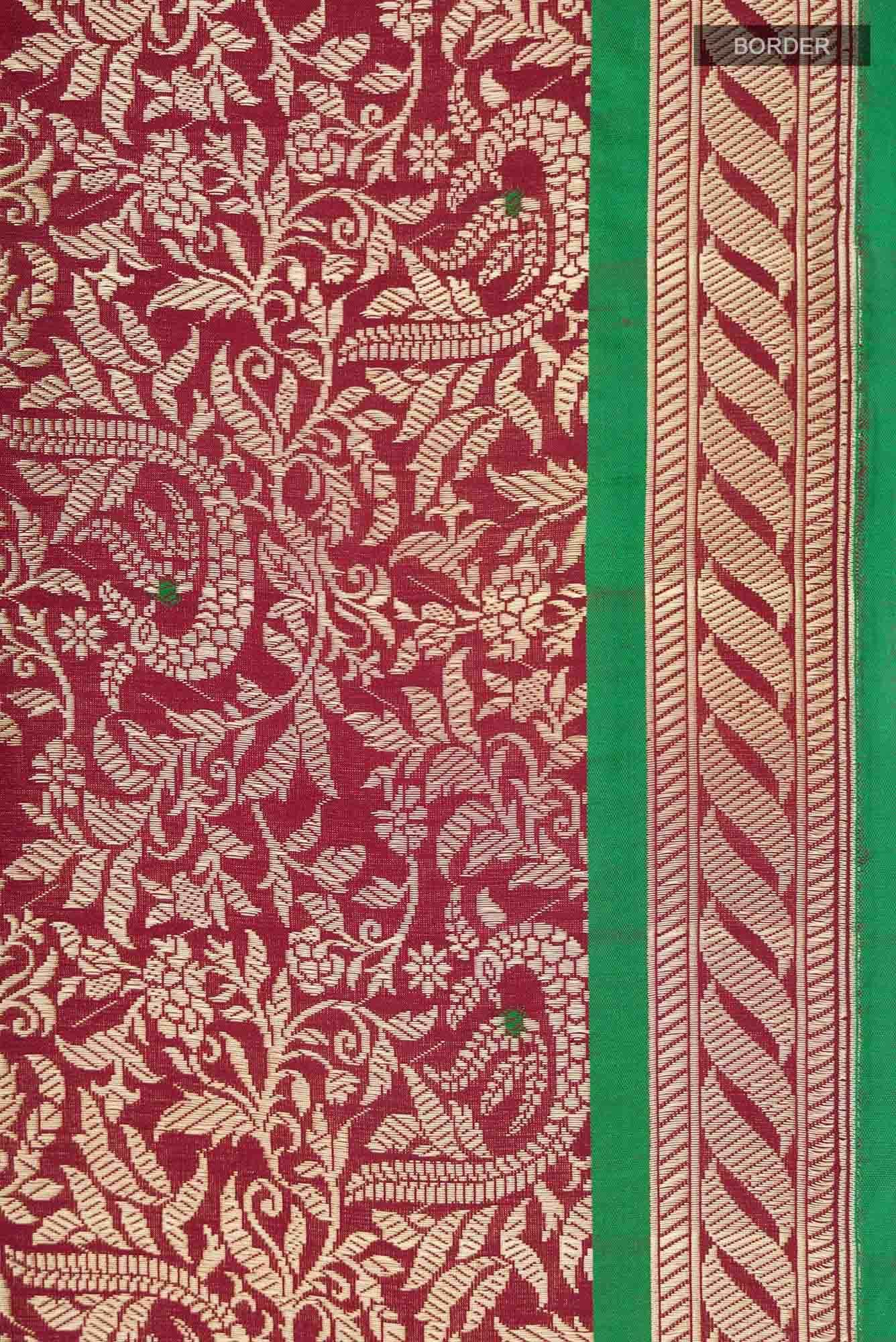 Gazal-Maroon Banarasi Silk Saree - Image 5