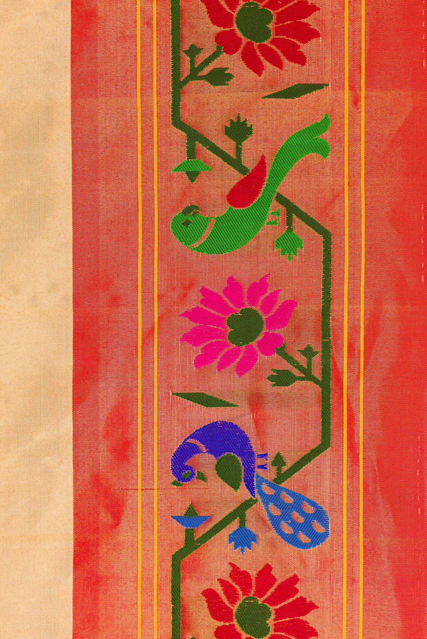 Gold Dual Tone Gadwal Silk Saree - Image 3