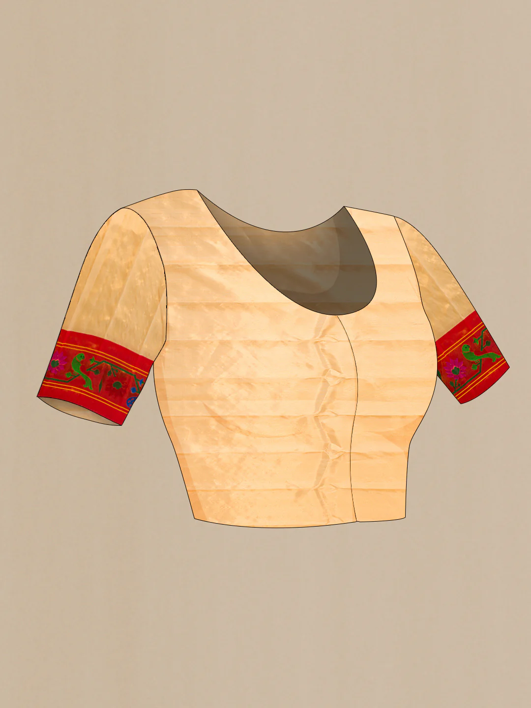 Gold Dual Tone Gadwal Silk Saree - Image 5