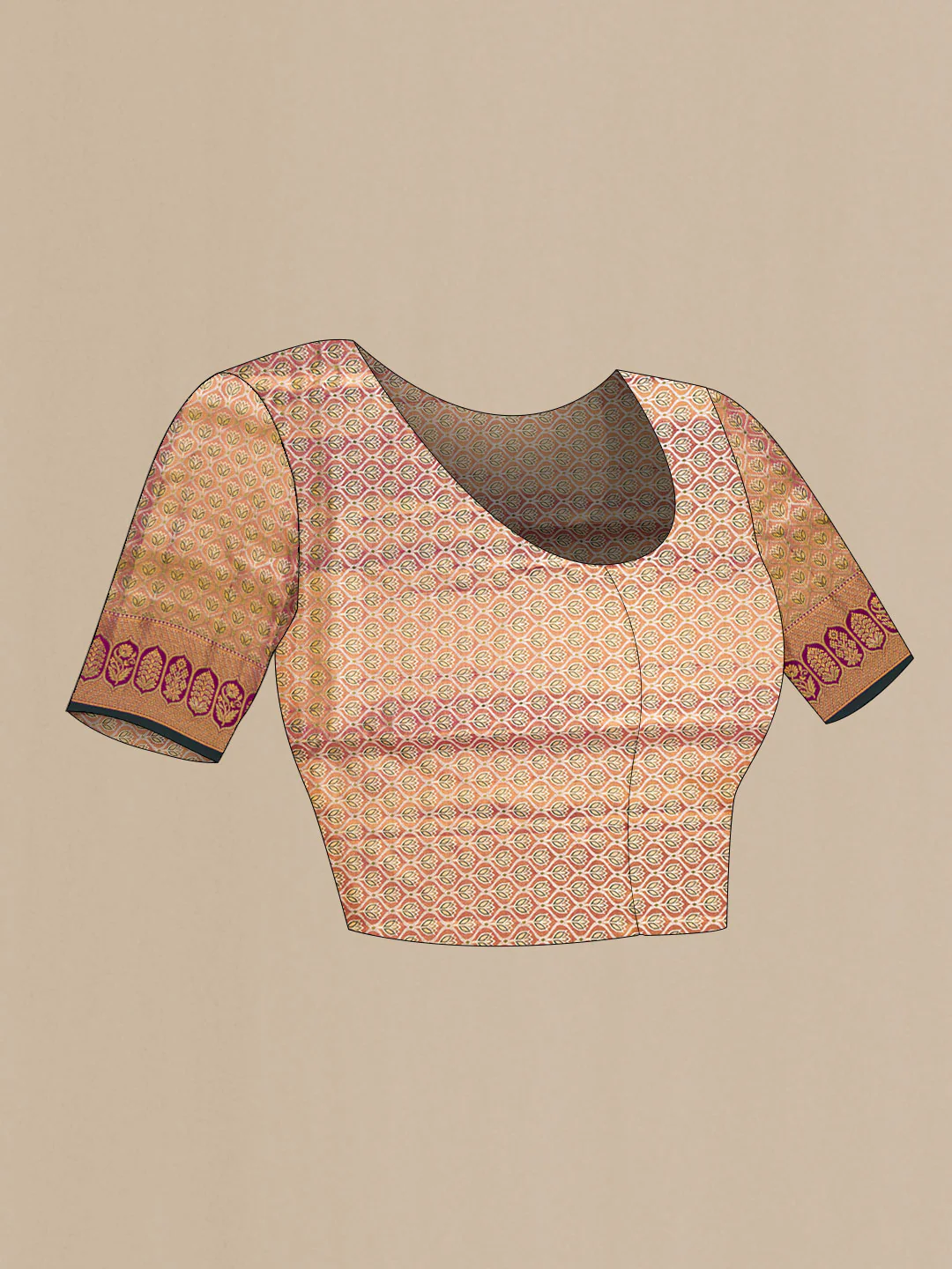 Gold Dual Tone Kanchipuram Silk Saree - Image 5