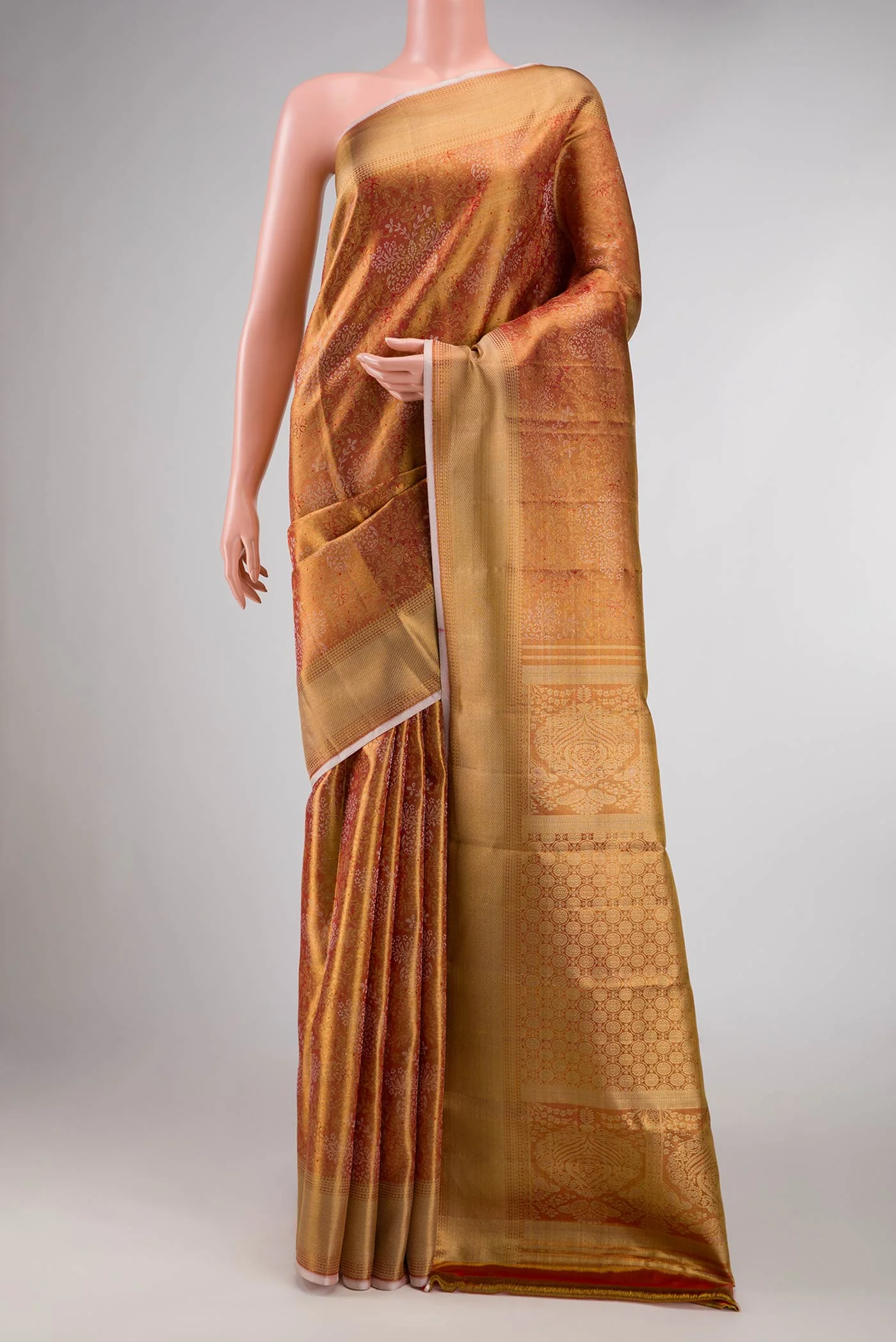 Gold Dual Tone Kanchipuram Silk Saree