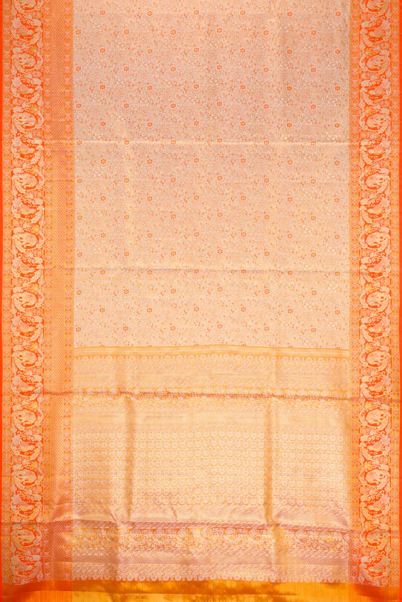 Gold Dual Tone Kanchipuram Silk Saree - Image 6