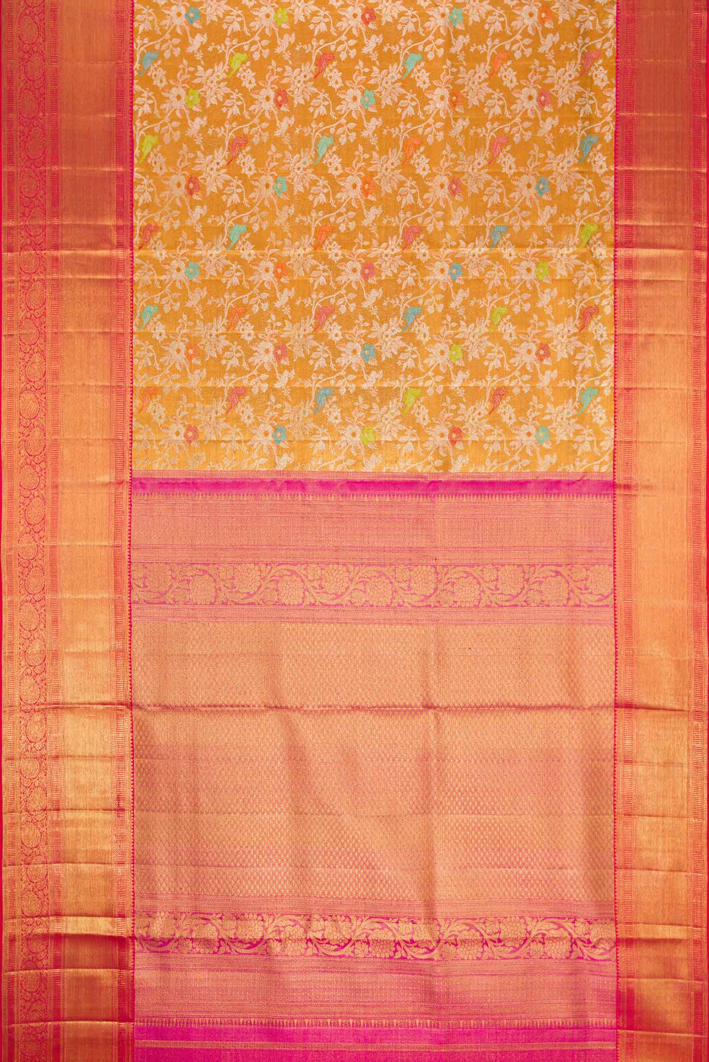 Gold Dual Tone Kanjivaram Silk Saree - Image 6