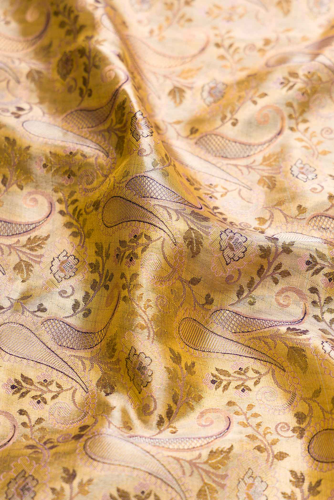 Gold Dual Tone Kanjivaram Silk Saree - Image 2