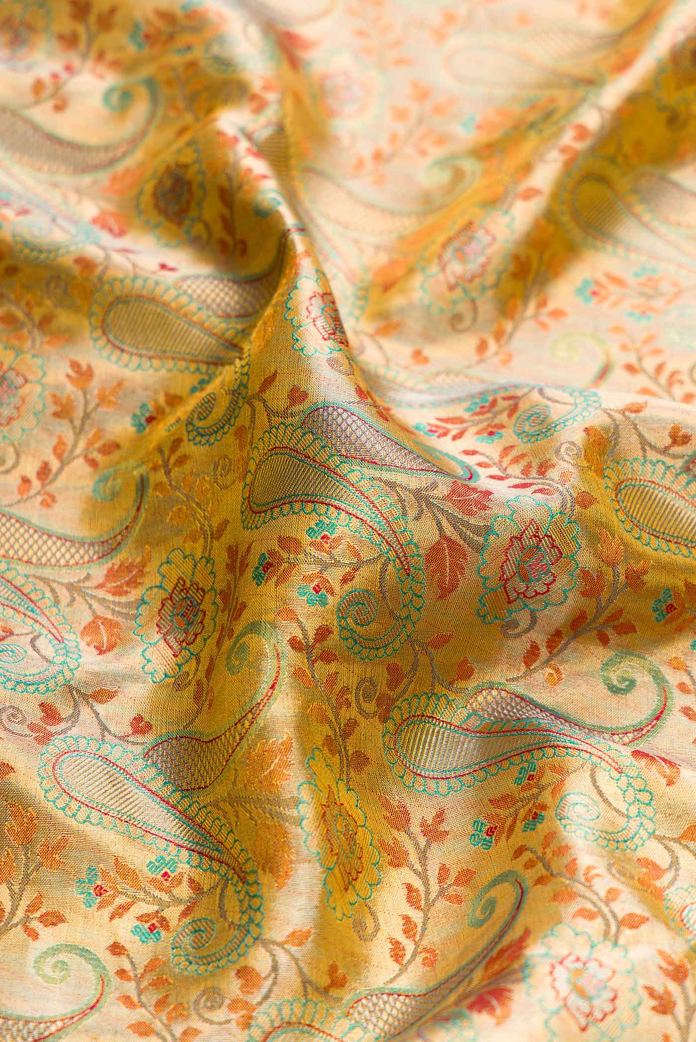 Gold Dual Tone Kanjivaram Silk Saree - Image 2