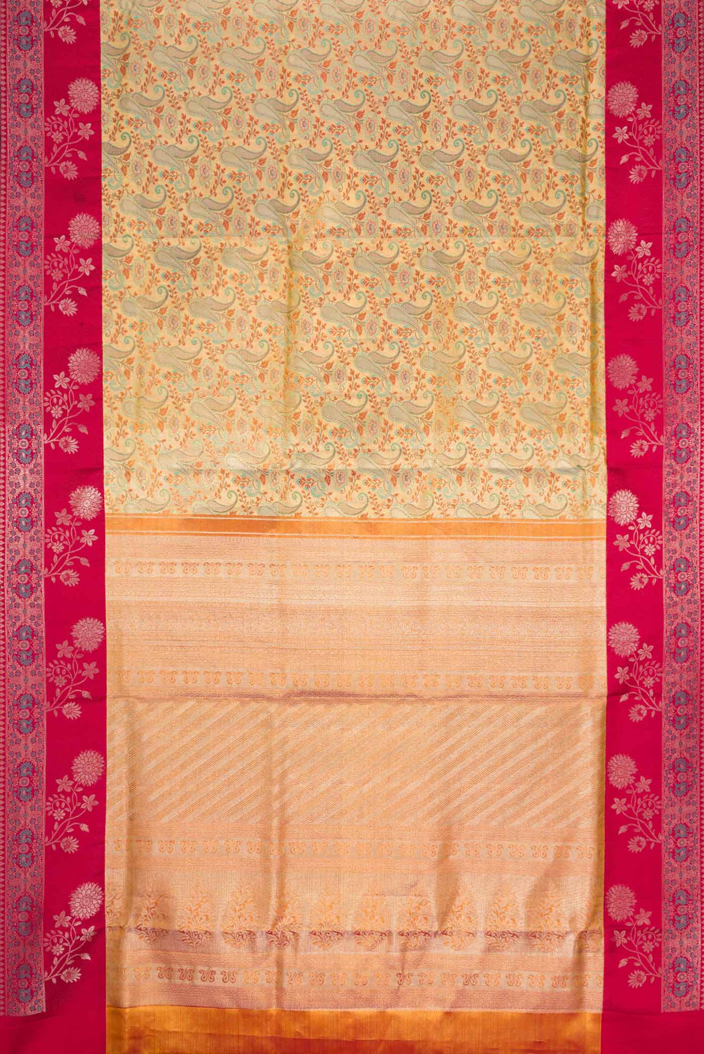 Gold Dual Tone Kanjivaram Silk Saree - Image 6