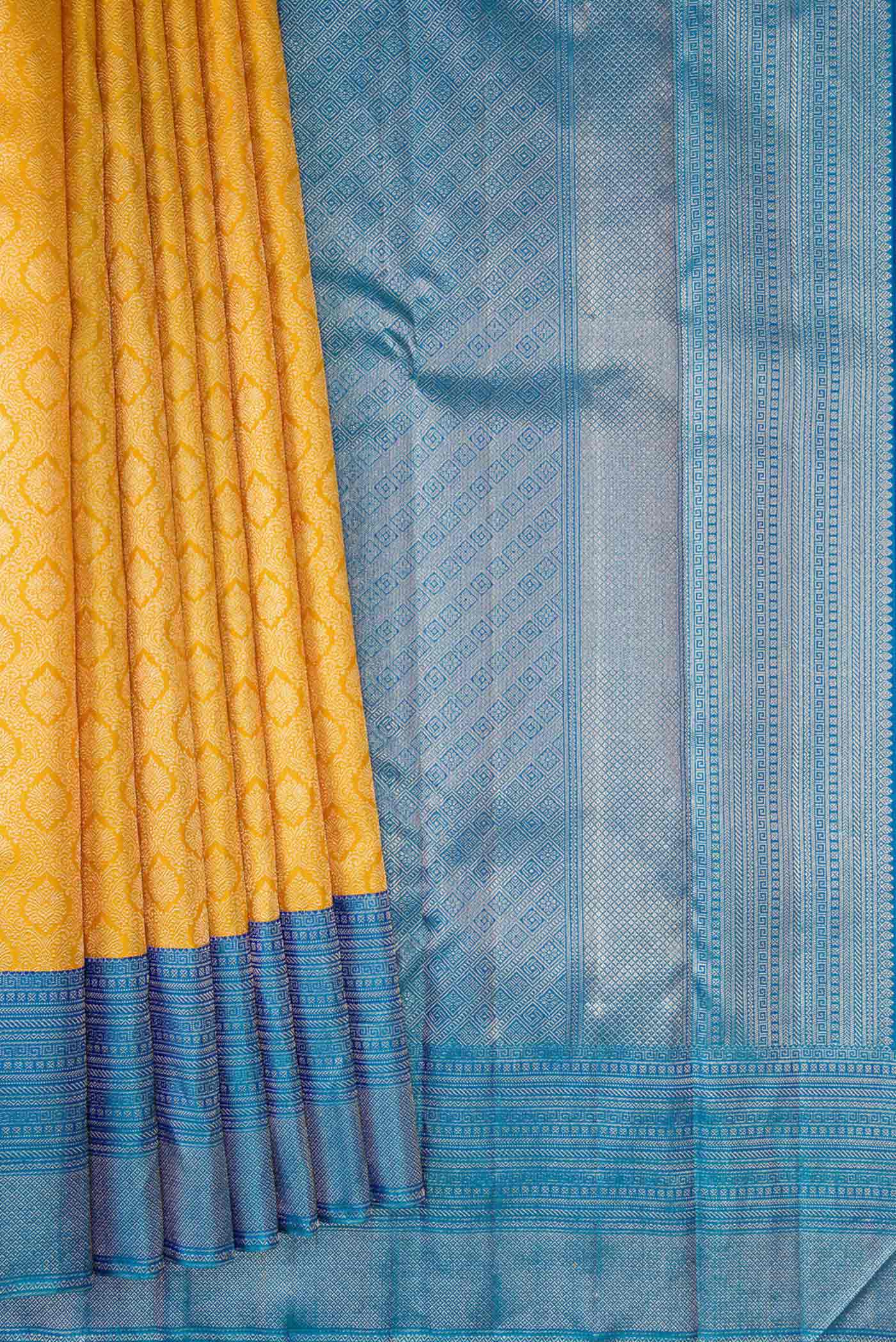 Yellow Kanchipuram Silk Saree - Image 4