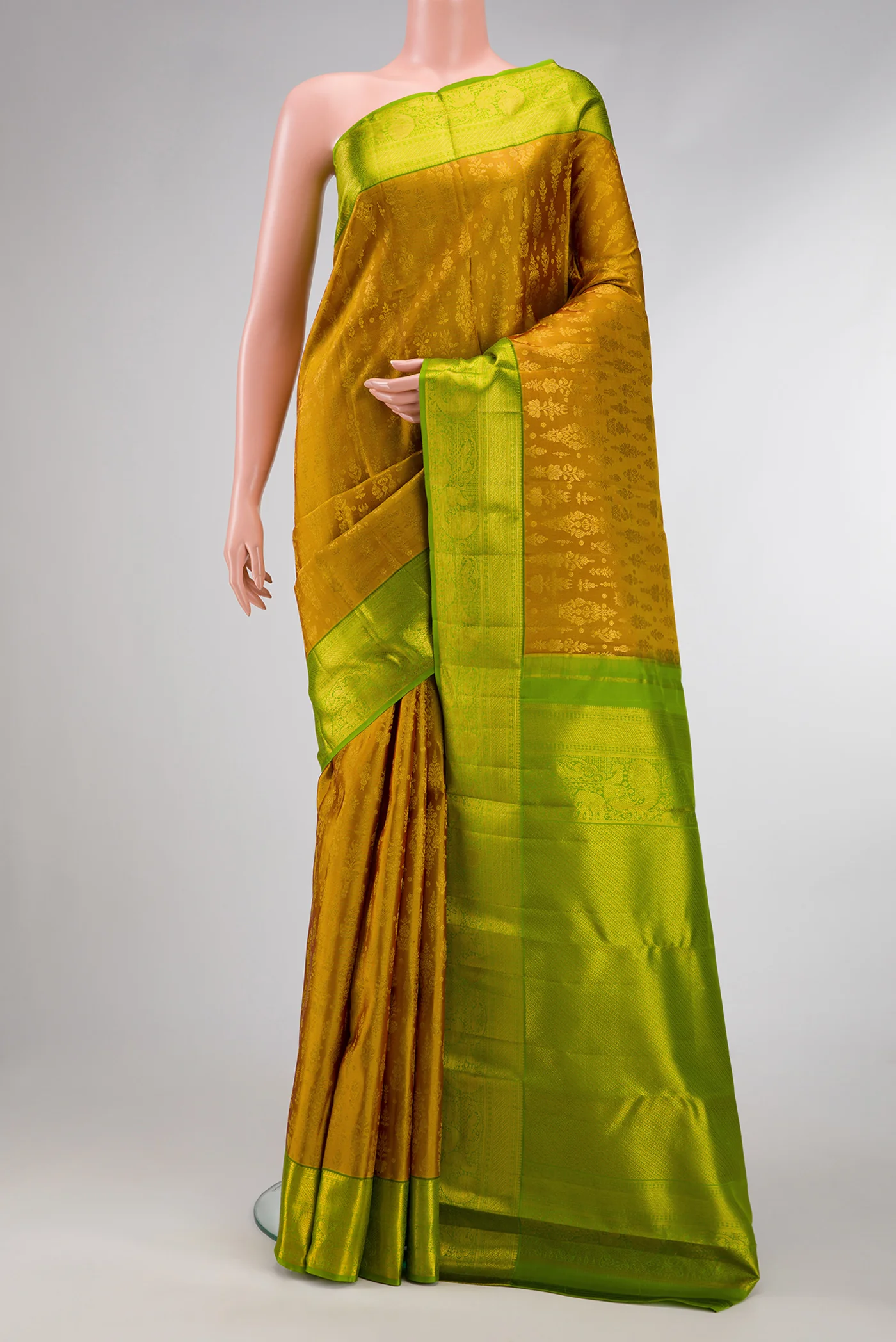 Mustard Kanchipuram Silk Saree