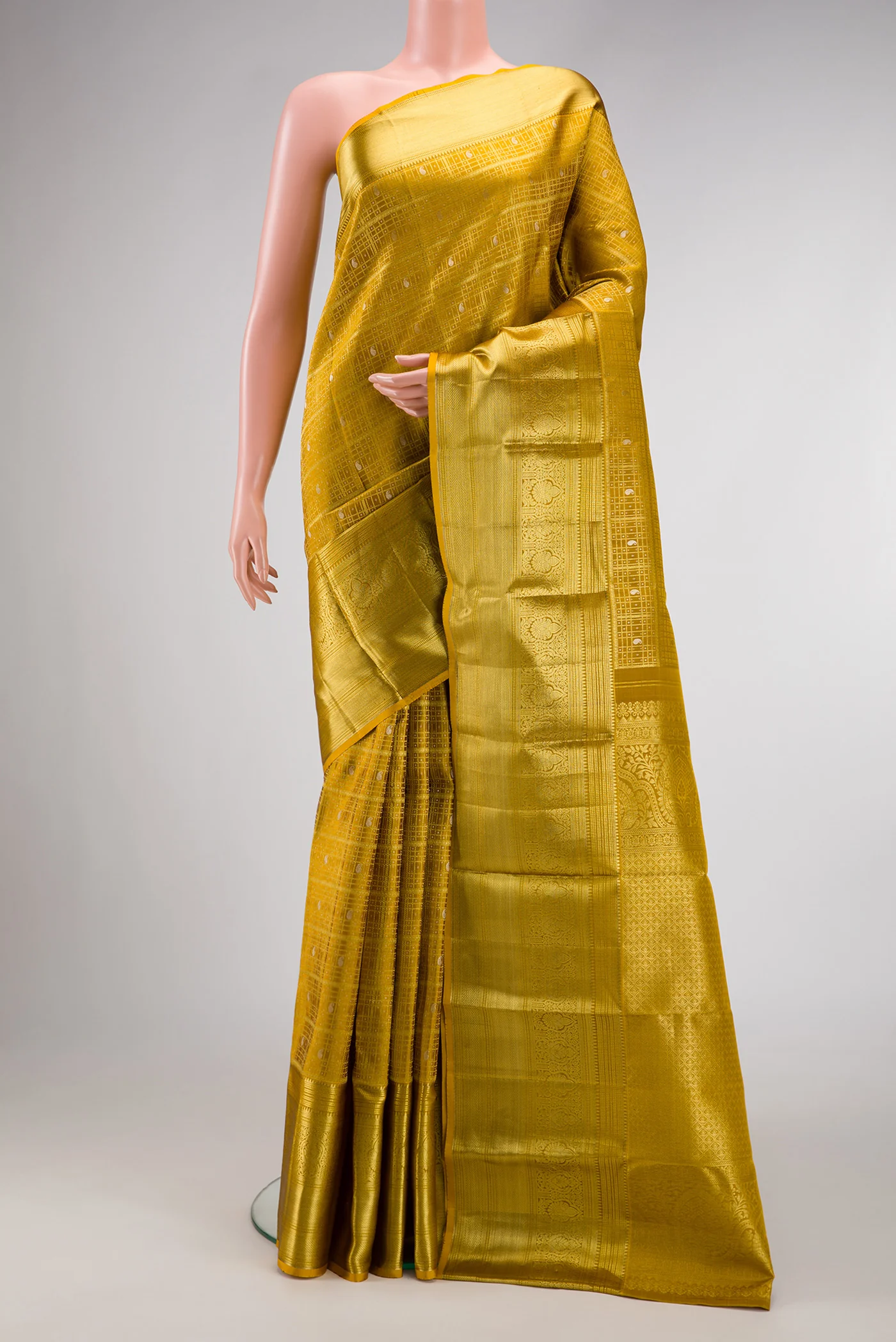 Mustard Kanchipuram Silk Saree