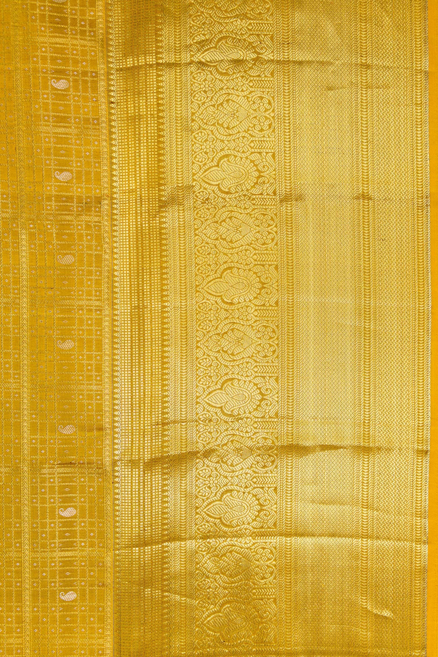 Mustard Kanchipuram Silk Saree - Image 3