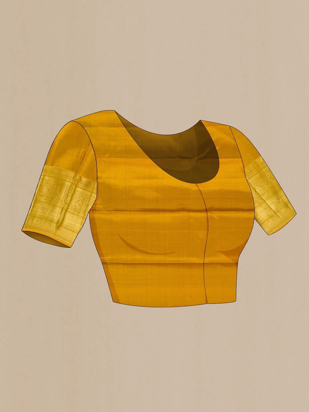 Mustard Kanchipuram Silk Saree - Image 5