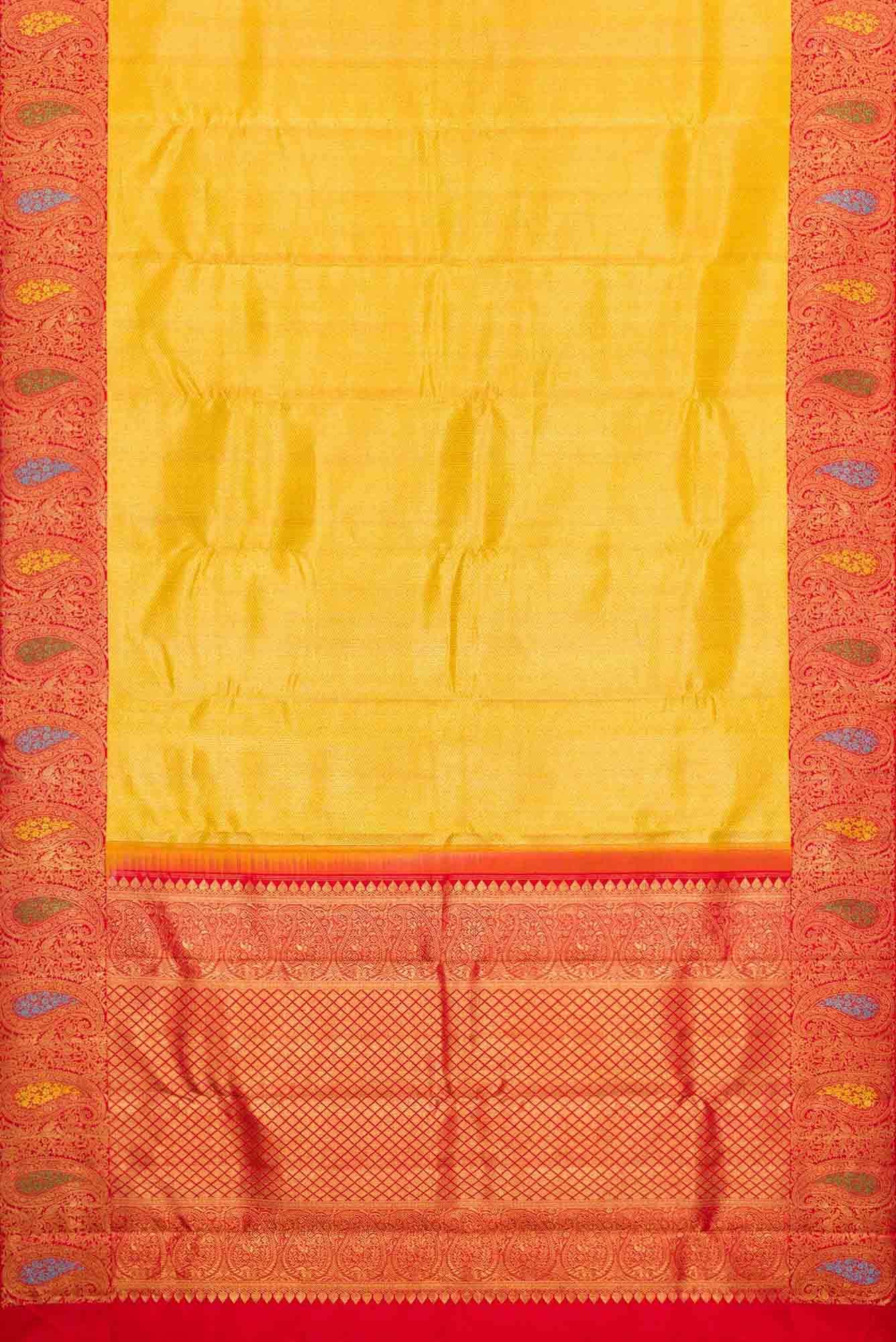 Pure Silk Pure Zari Gold Dual Tone Kanjivaram Saree - Image 4