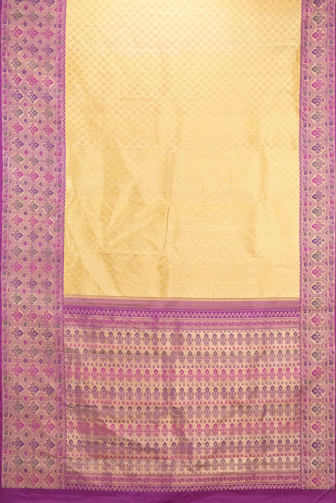 Pure Silk Pure Zari Gold Dual Tone Kanjivaram Saree - Image 4
