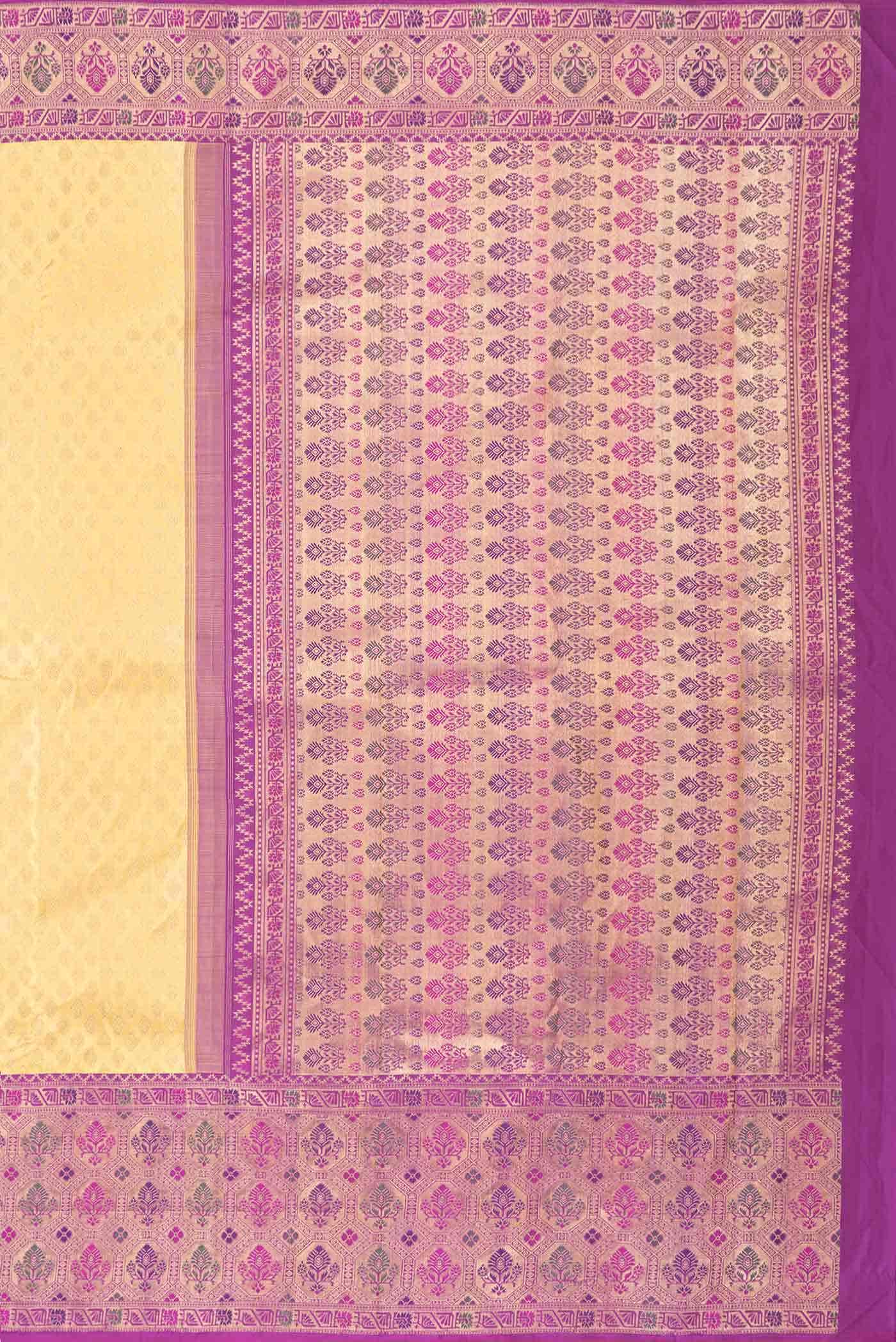 Pure Silk Pure Zari Gold Dual Tone Kanjivaram Saree - Image 5