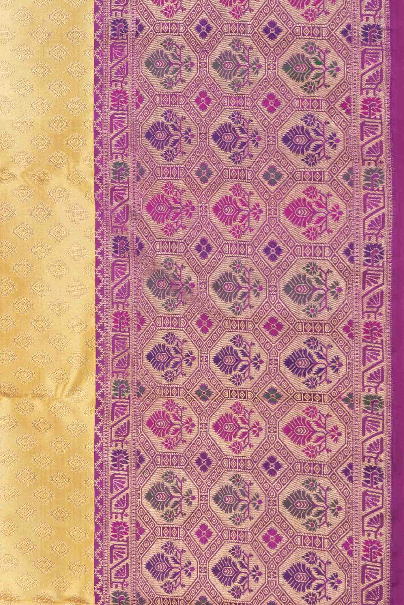 Pure Silk Pure Zari Gold Dual Tone Kanjivaram Saree - Image 6