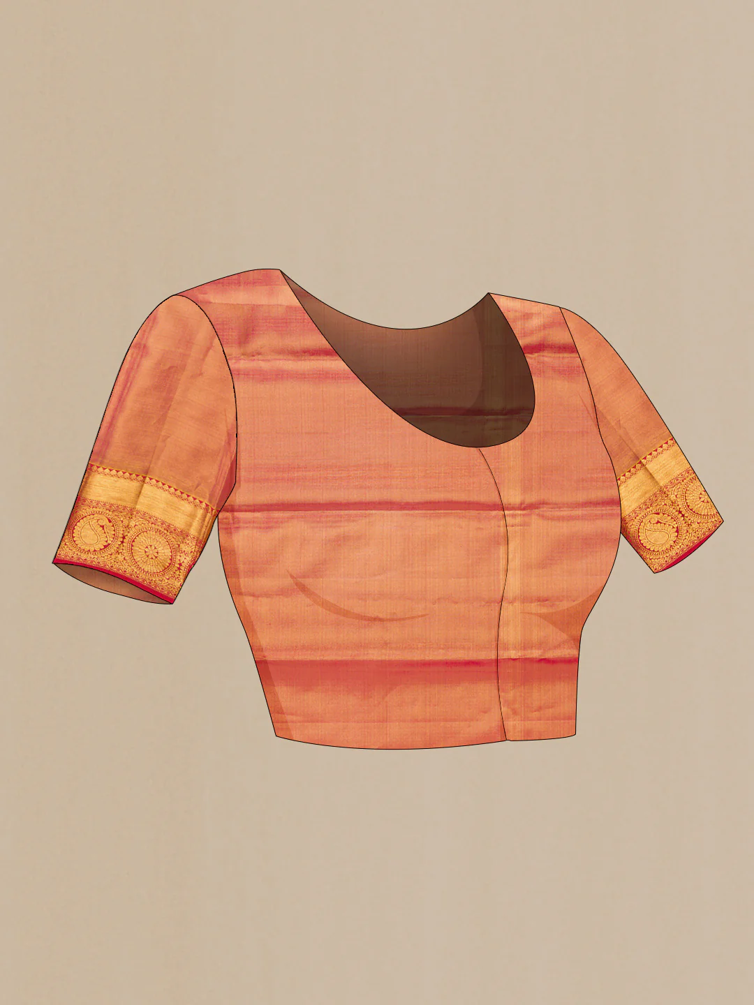 Gold Dual Tone Kanchipuram Tissue Silk Saree - Image 5