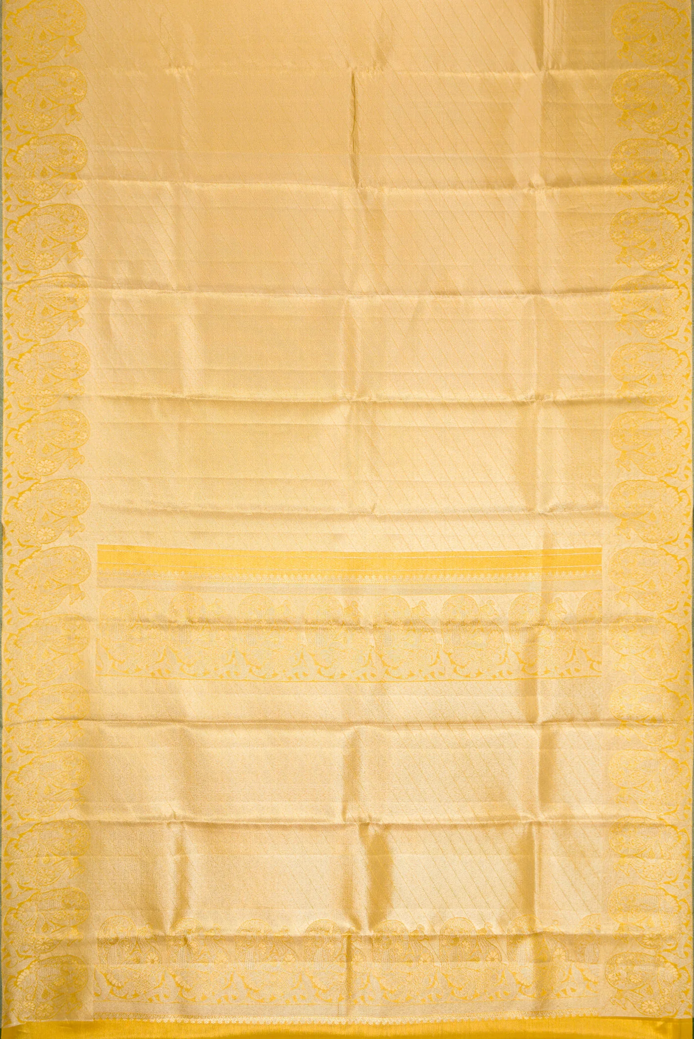 Yellow with Gold Color Kanchipuram Tissue Silk Saree - Image 6