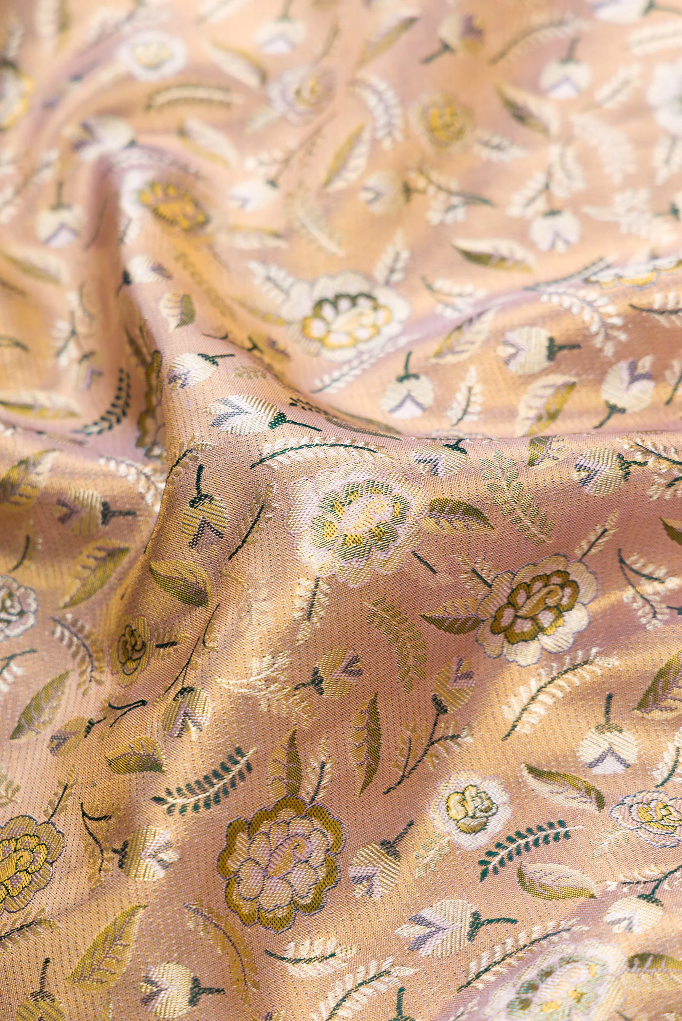 Gold Dual Tone Kanchipuram Tissue Silk Saree - Image 2