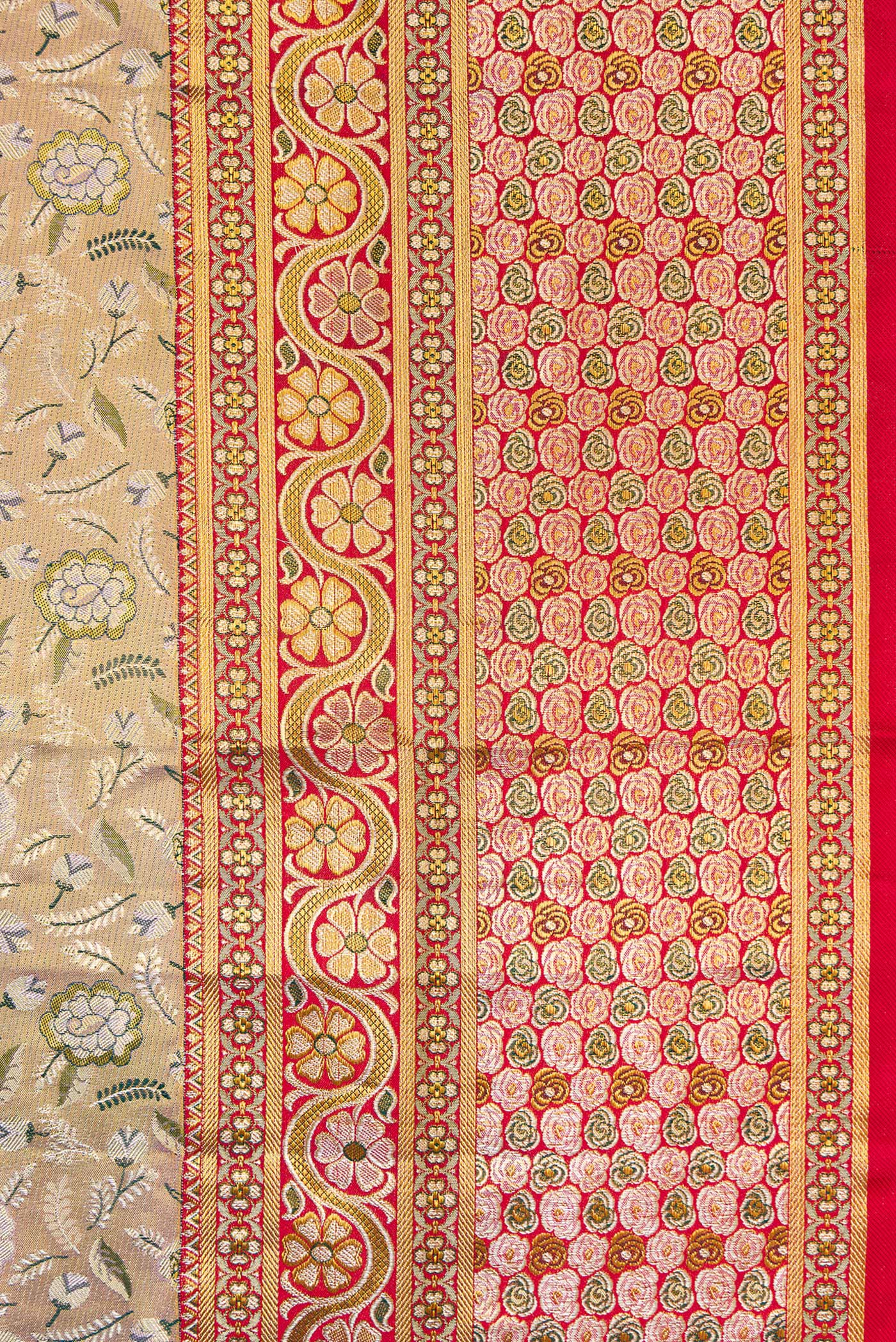 Gold Dual Tone Kanchipuram Tissue Silk Saree - Image 3