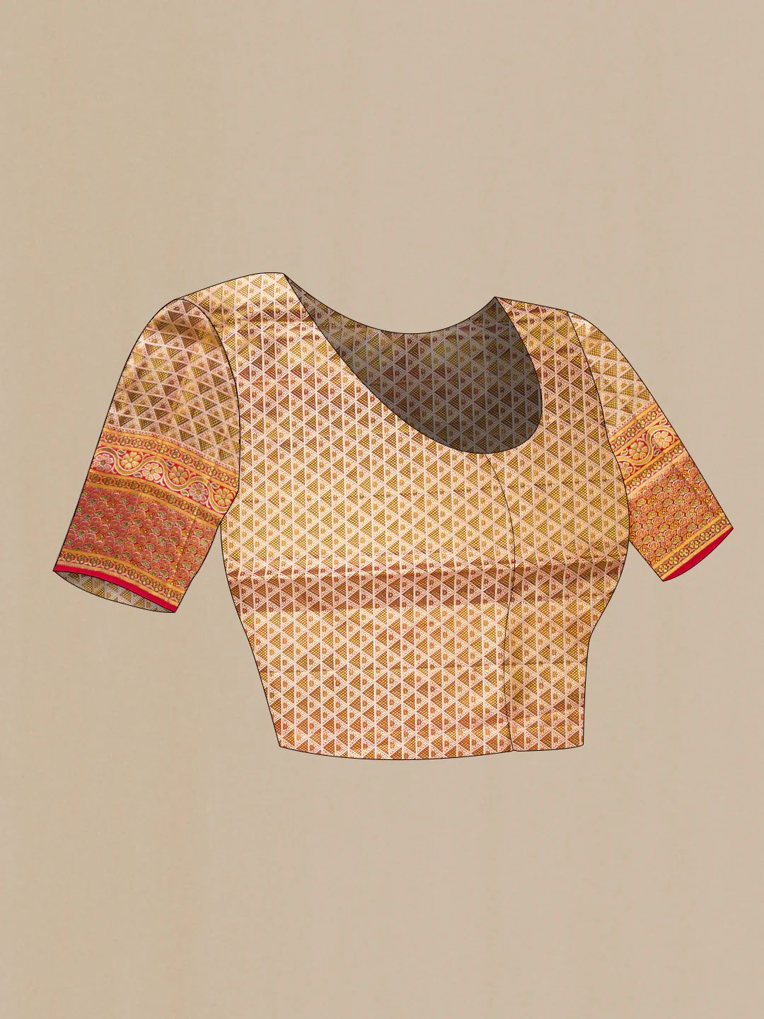Gold Dual Tone Kanchipuram Tissue Silk Saree - Image 5