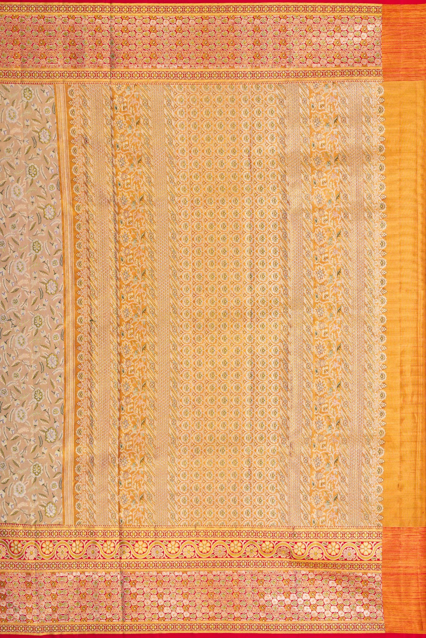 Gold Dual Tone Kanchipuram Tissue Silk Saree - Image 7