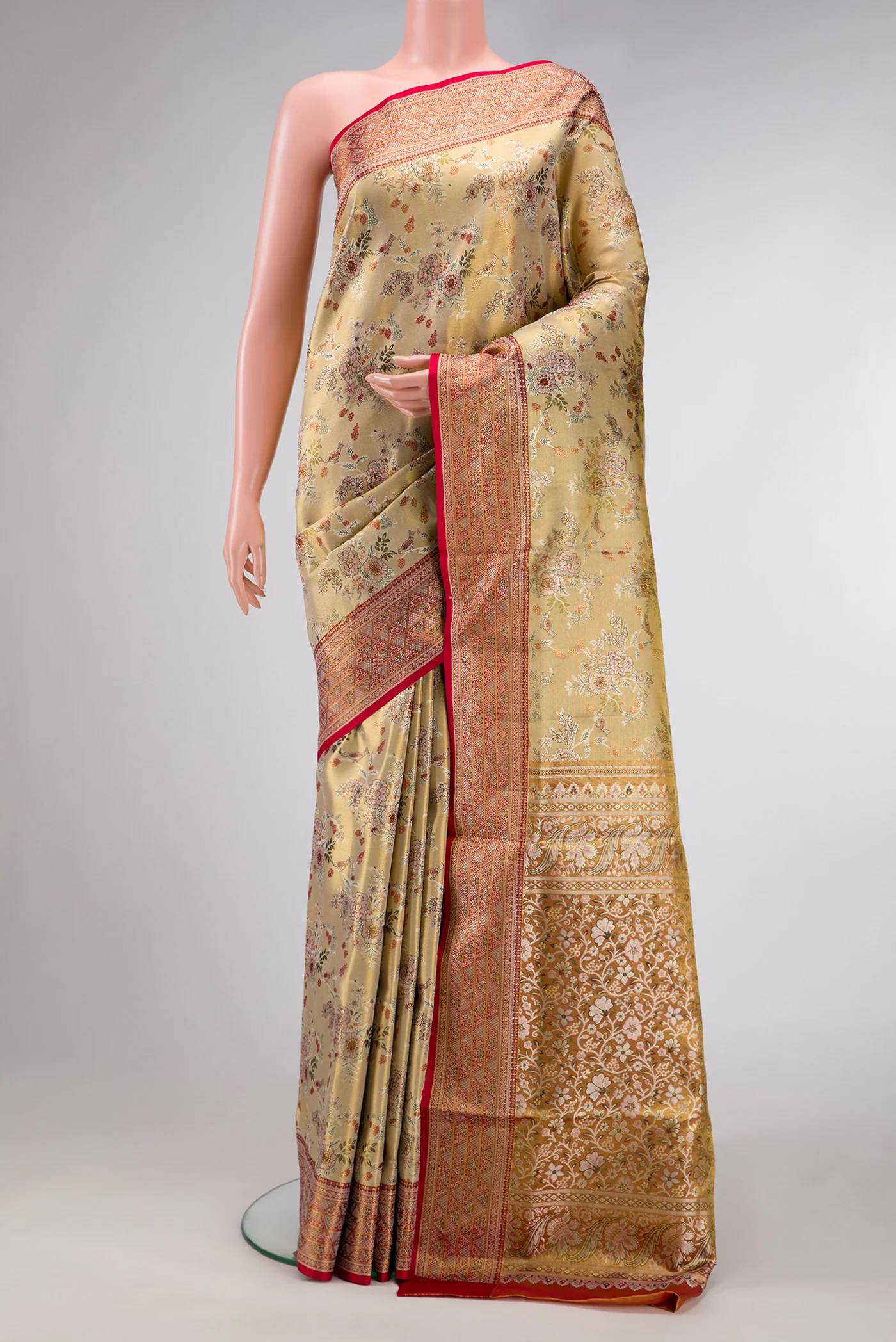 Gold Dual Tone Kanchipuram Tissue Silk Saree