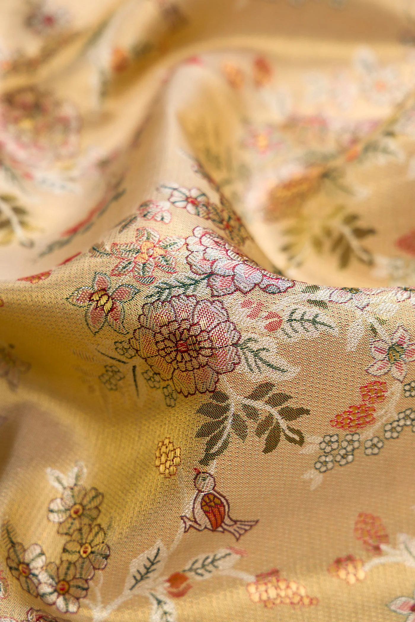 Gold Dual Tone Kanchipuram Tissue Silk Saree - Image 2
