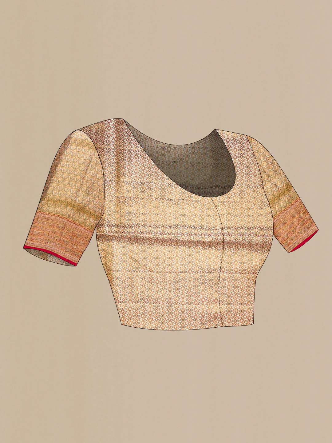 Gold Dual Tone Kanchipuram Tissue Silk Saree - Image 5