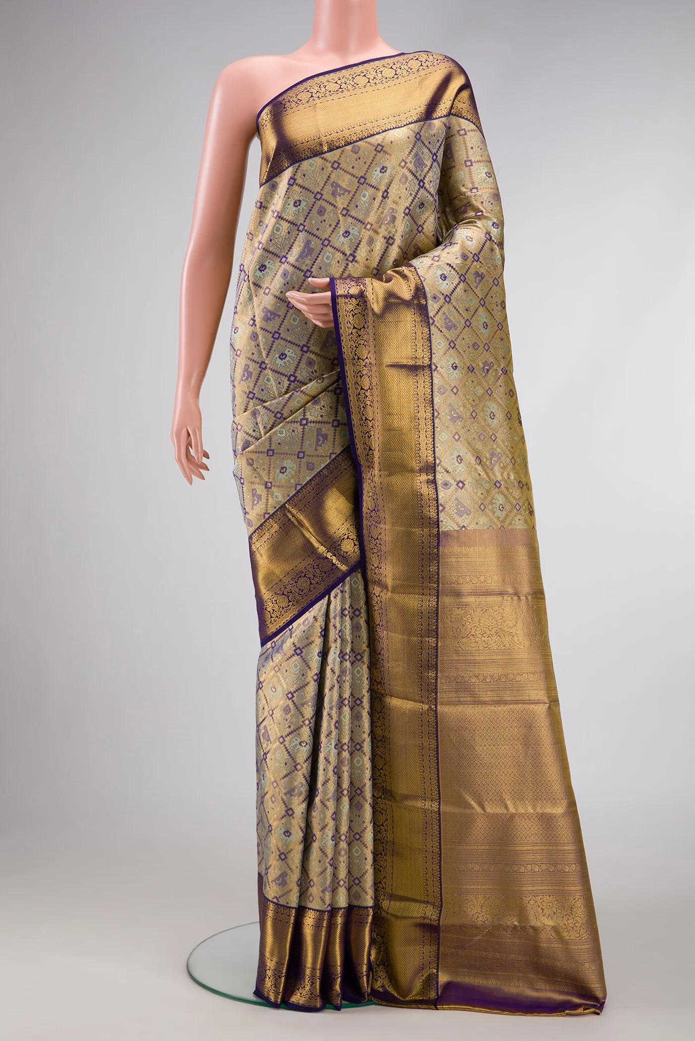 Gold Kanchipuram Tissue Silk Saree