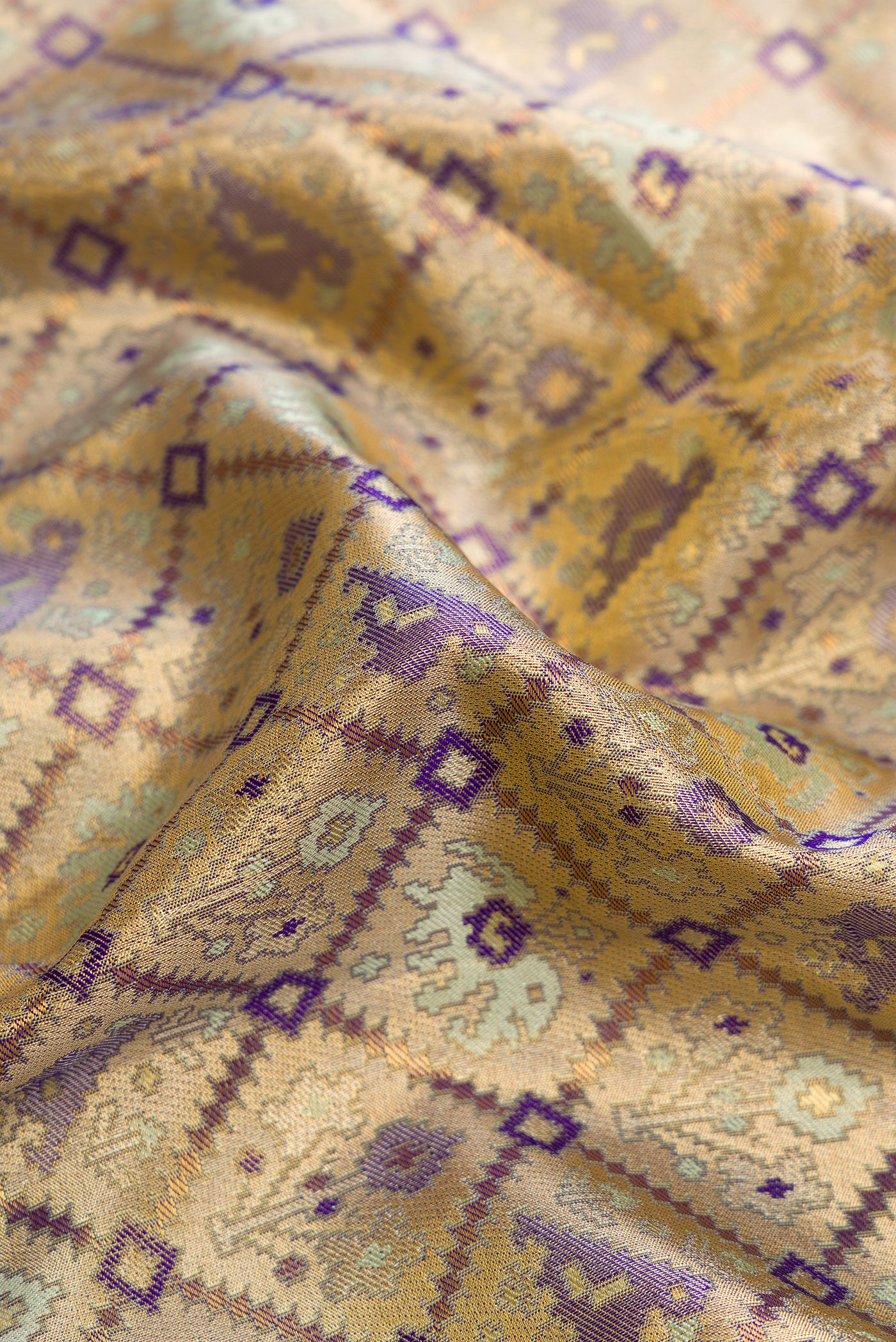 Gold Kanchipuram Tissue Silk Saree - Image 2