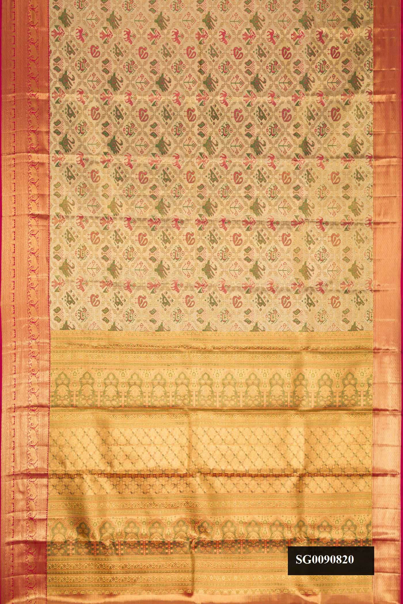 Gold Dual Tone Kanchipuram Tissue Silk Saree