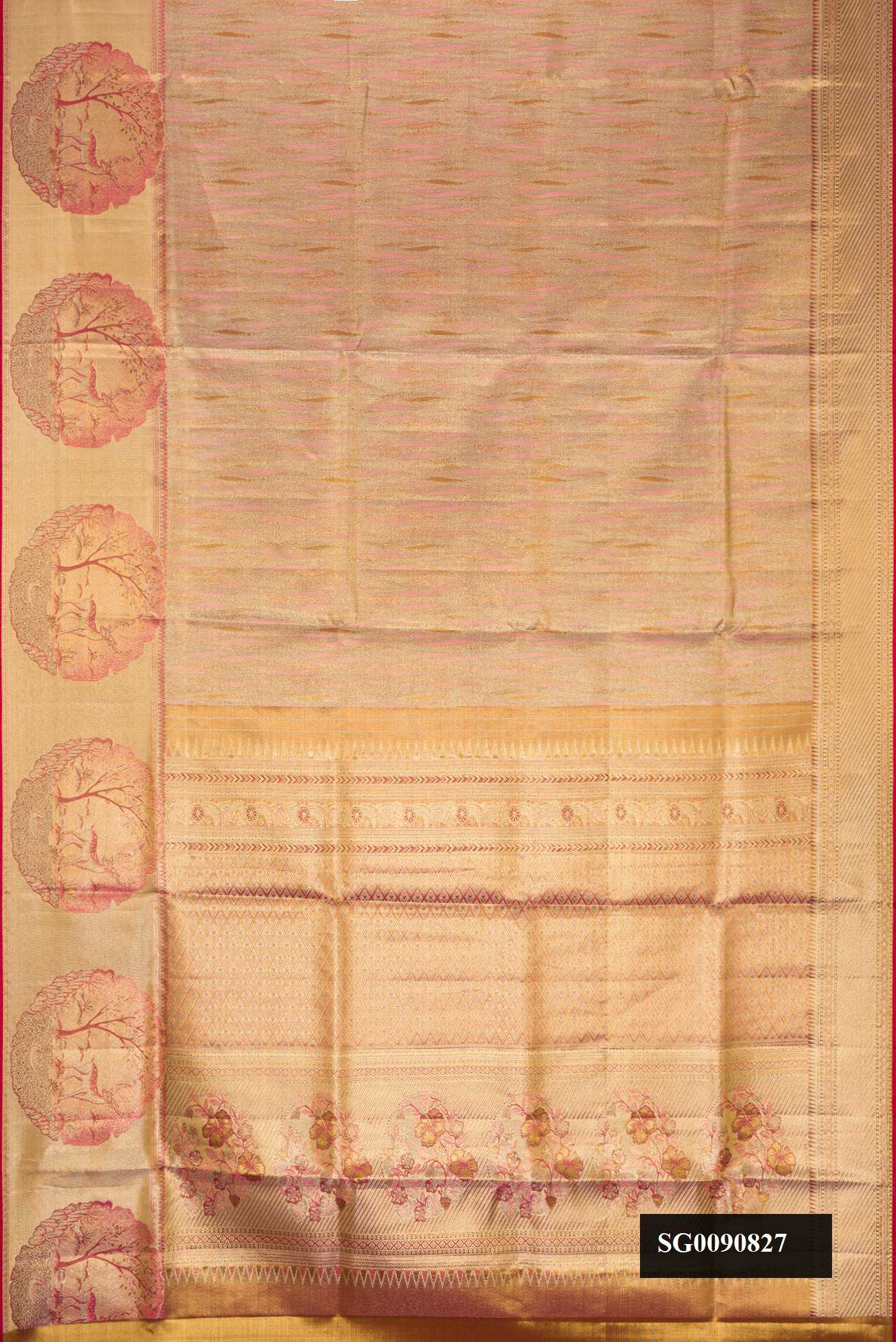 Gold Dual Tone Kanchipuram Tissue Silk Saree