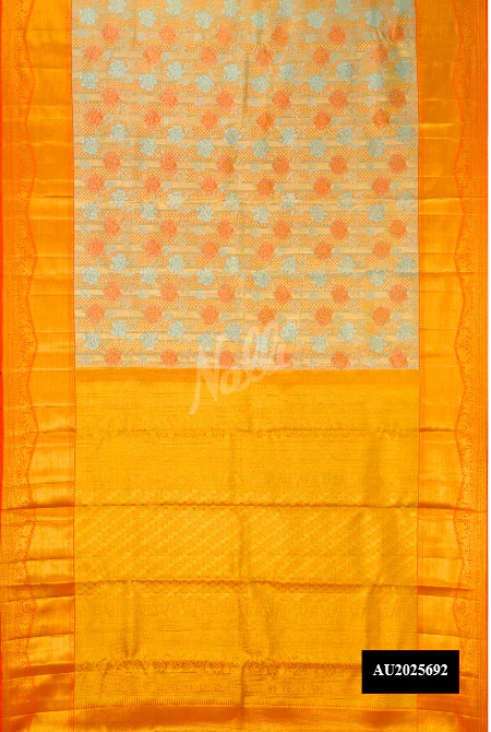 Gold Dual Tone Kanchipuram Tissue Silk Saree