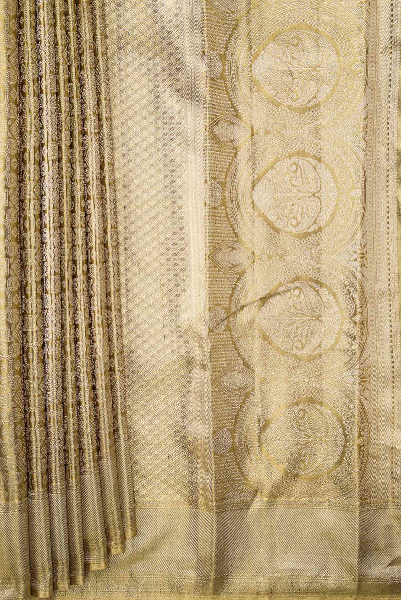 Gold Dual Tone Kanjivaram Tissue Silk Saree - Image 4