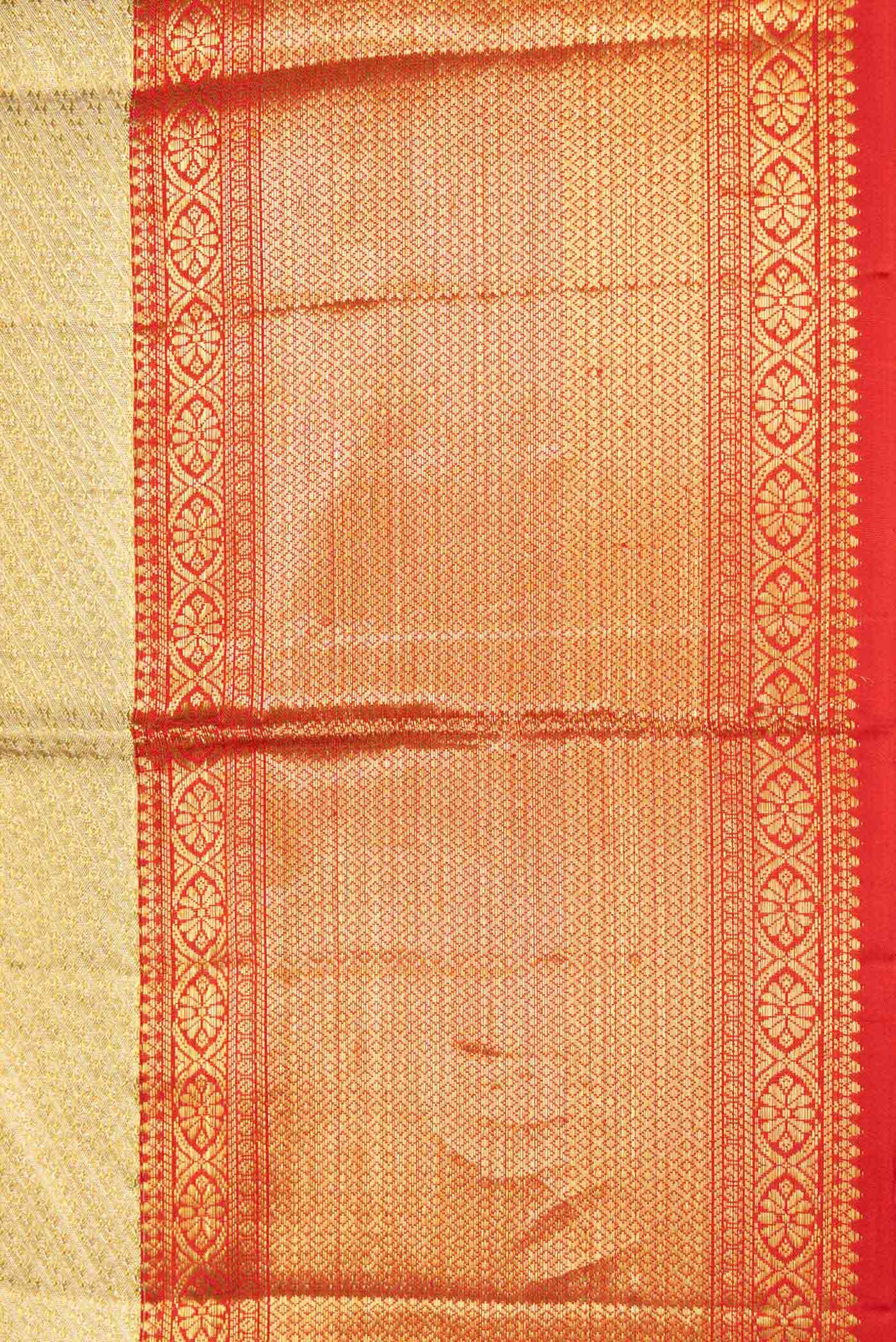 Gold Dual Tone Kanjivaram Tissue Silk Saree - Image 3