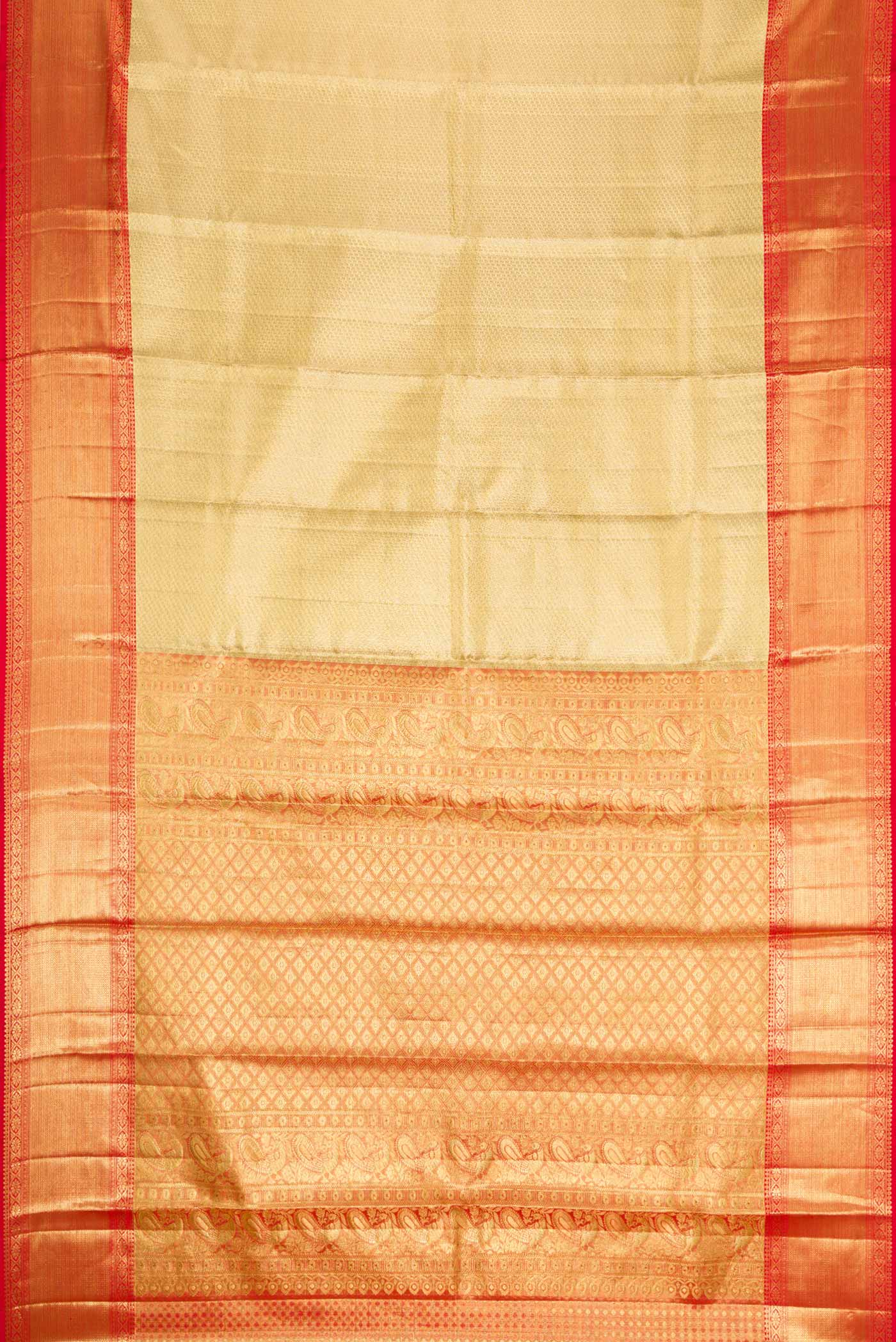 Gold Dual Tone Kanjivaram Tissue Silk Saree - Image 6