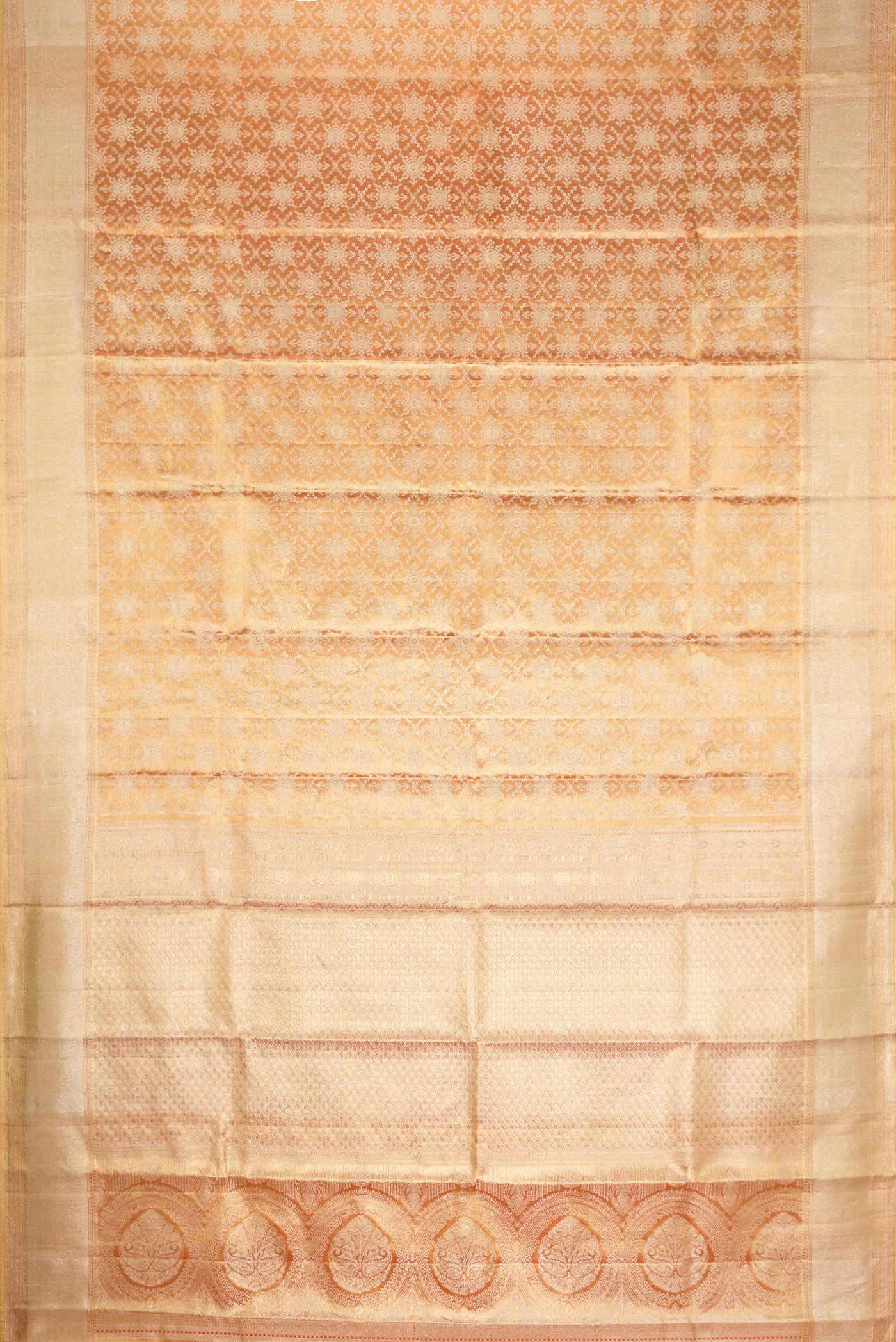 Gold Dual Tone Kanjivaram Tissue Silk Saree - Image 6