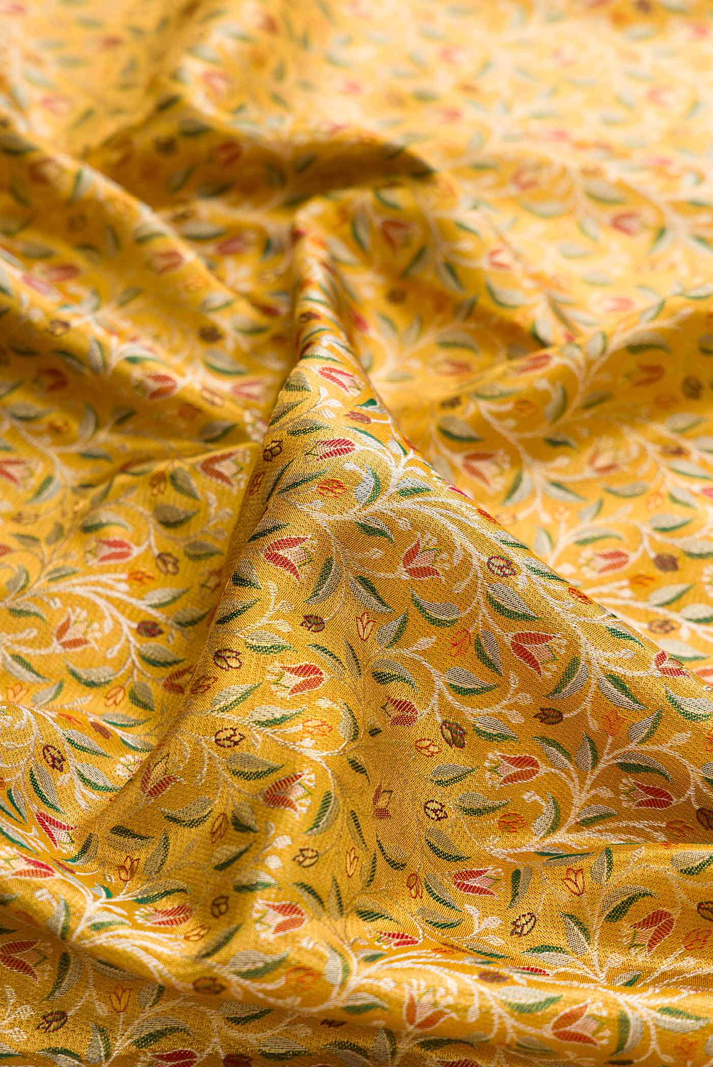 Gold Dual Tone Kanchipuram Tissue Silk Saree - Image 2
