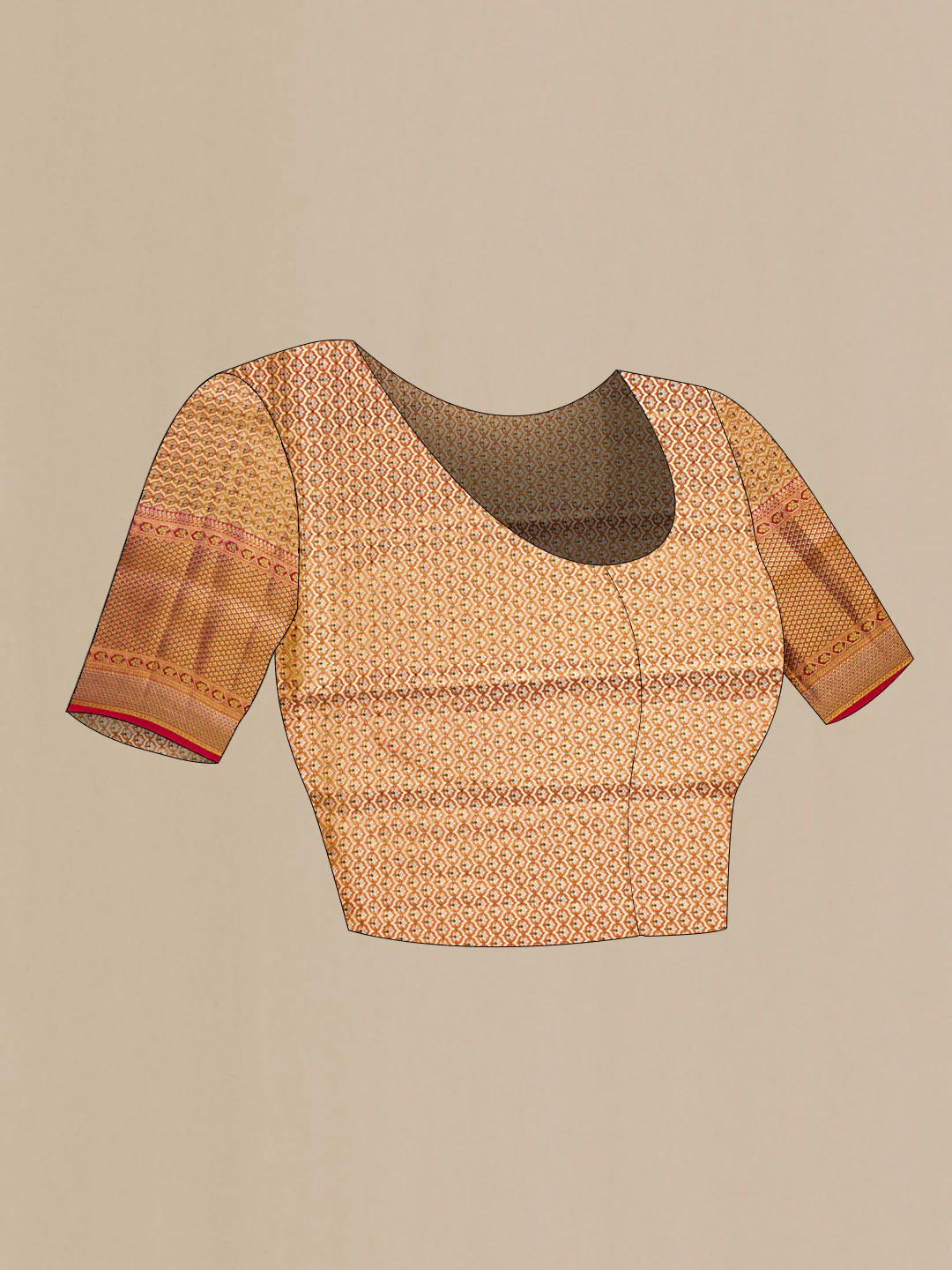 Gold Dual Tone Kanchipuram Tissue Silk Saree - Image 5