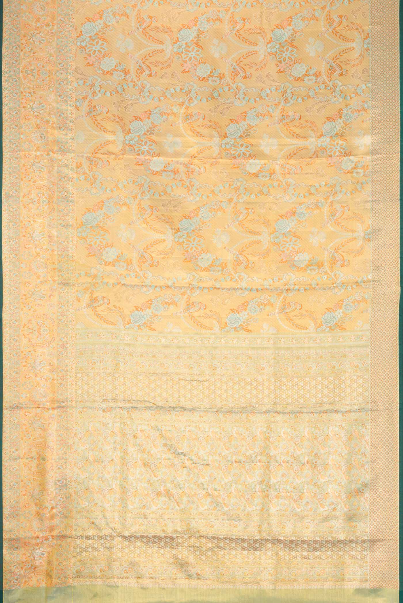 Gold Dual Tone Kanchipuram Tissue Silk Saree - Image 6