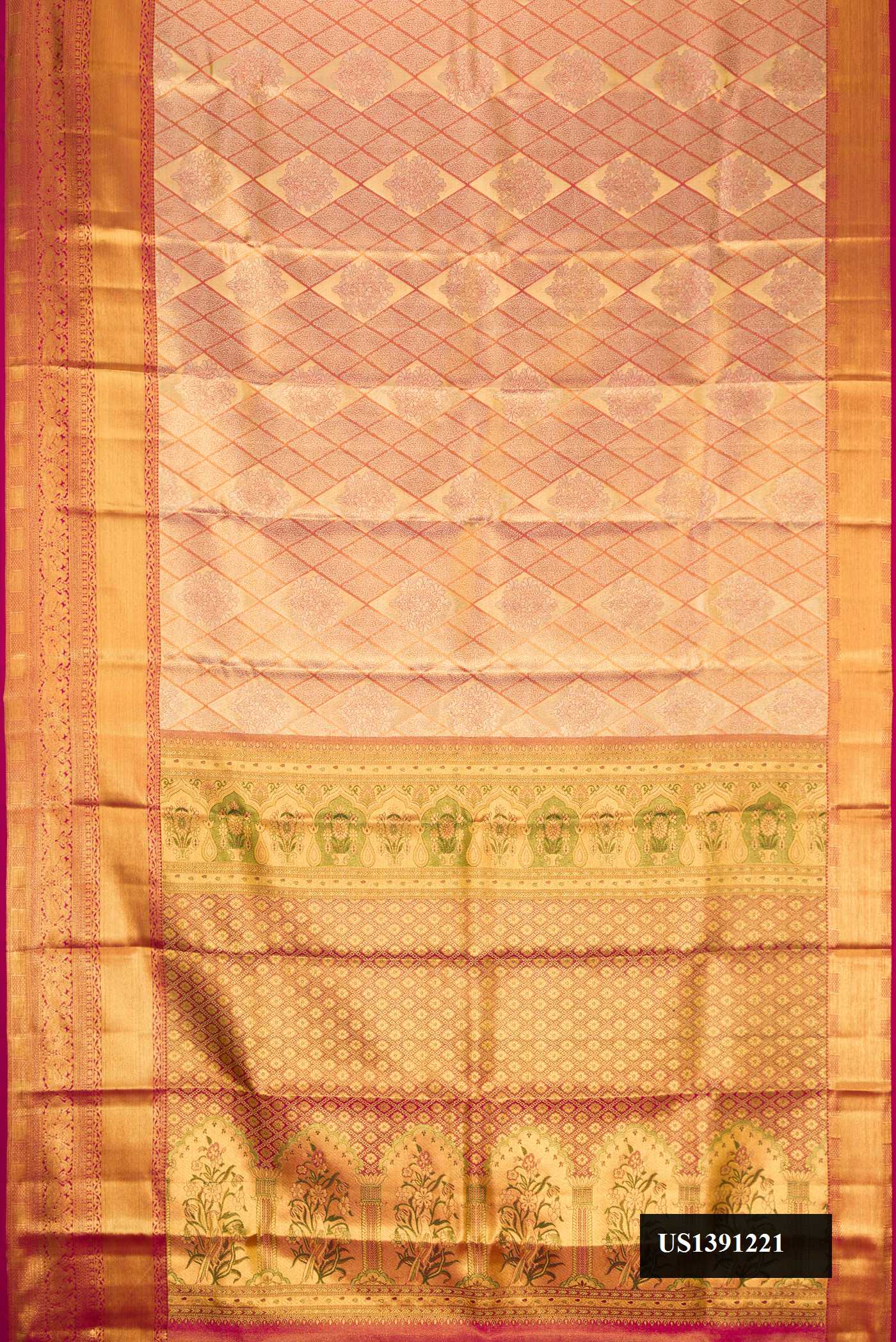 Gold Dual Tone Kanchipuram Tissue Silk Saree