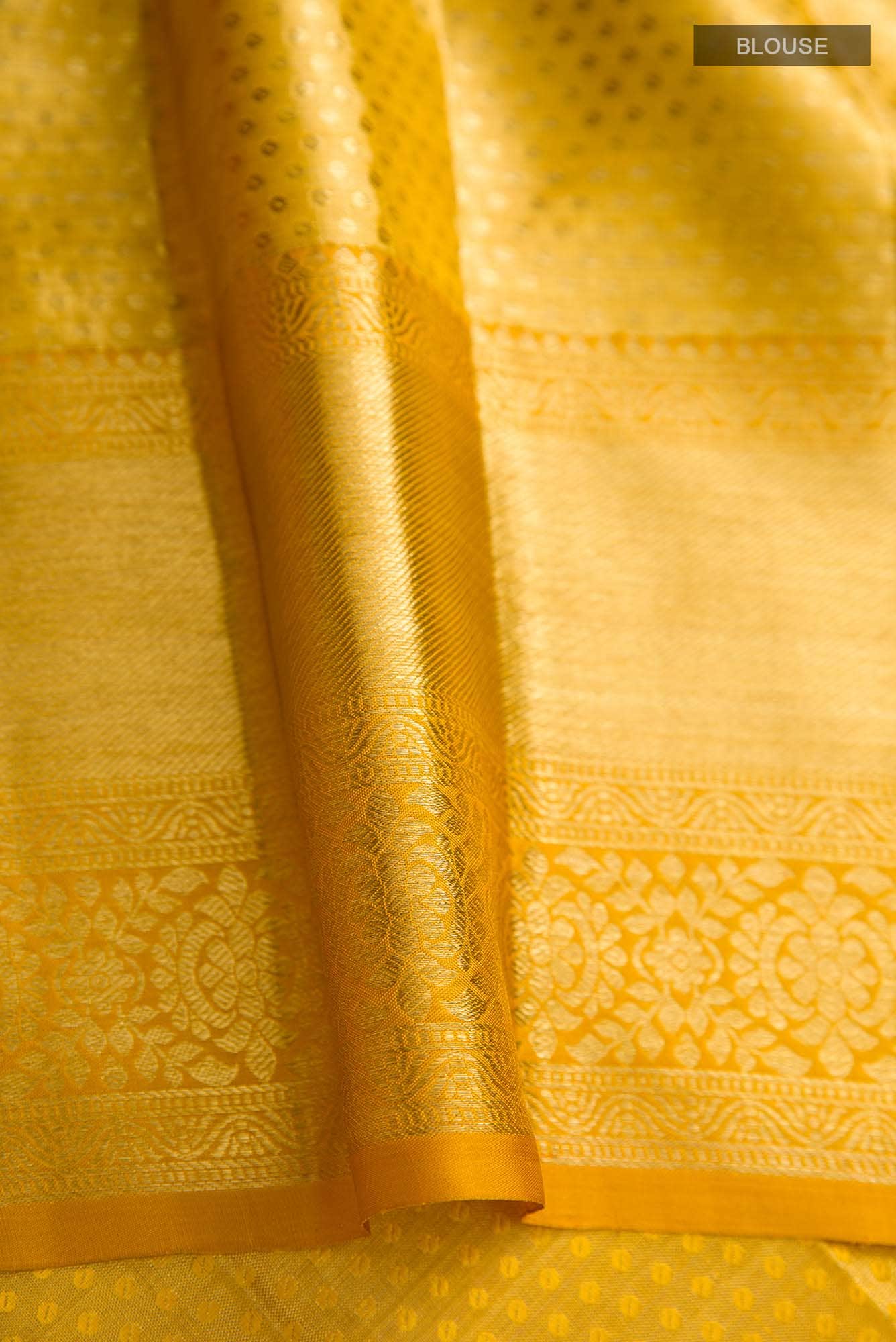 Gold Dual Tone Kanjivaram Tissue Silk Saree - Image 6