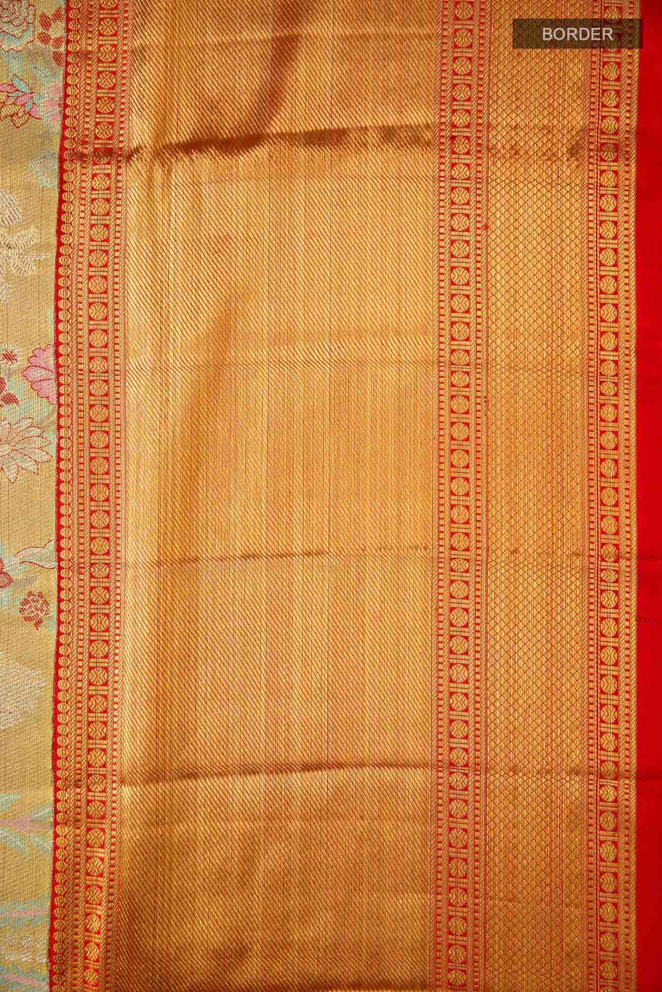 Gold Dual Tone Kanjivaram Tissue Silk Saree - Image 5