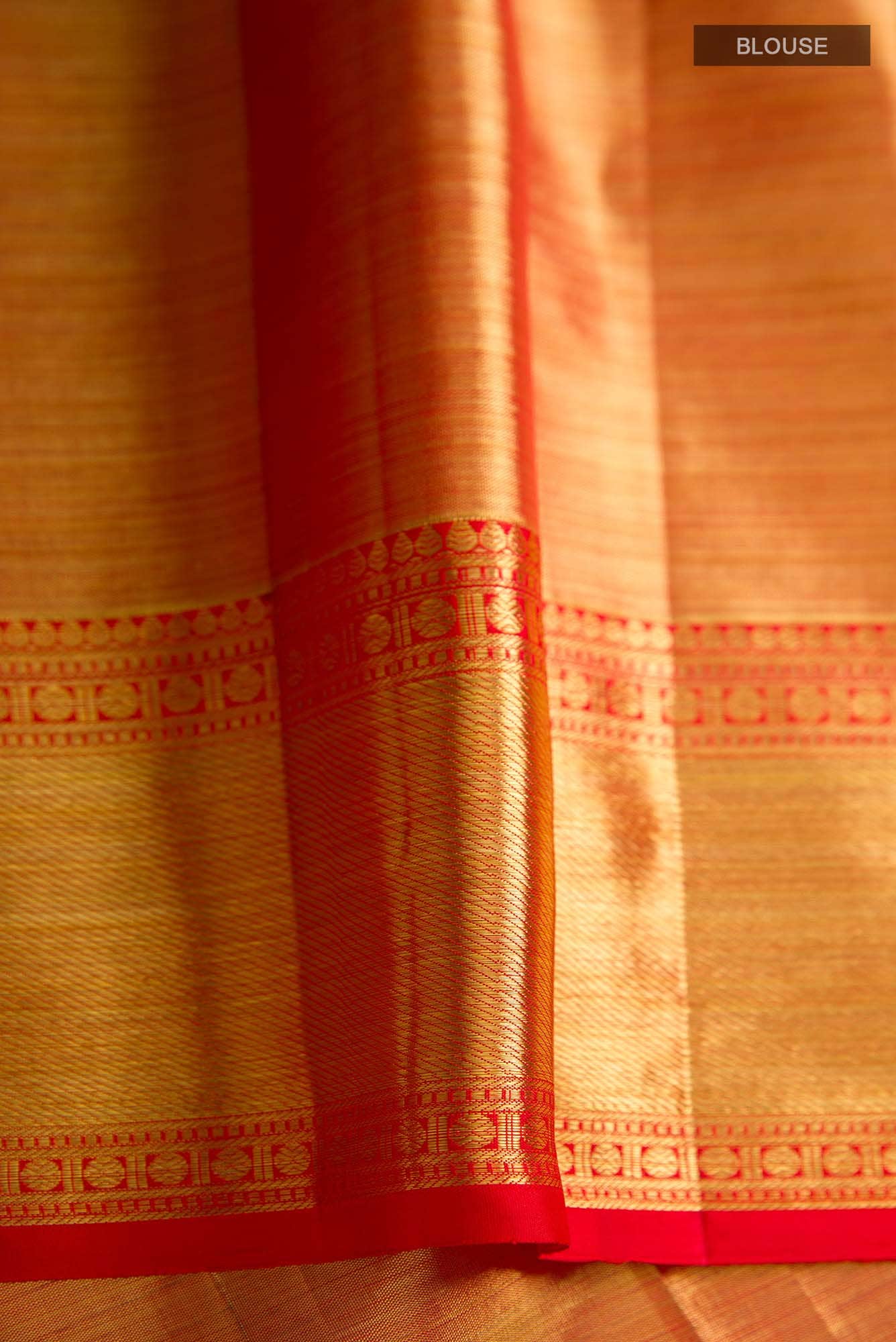 Gold Dual Tone Kanjivaram Tissue Silk Saree - Image 6