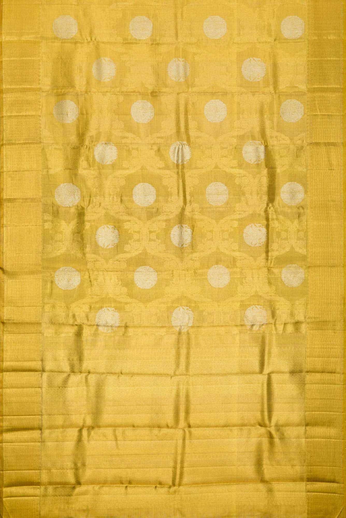Pure Silk Pure Zari Gold Dual Tone Kanjivaram Tissue Saree - Image 4