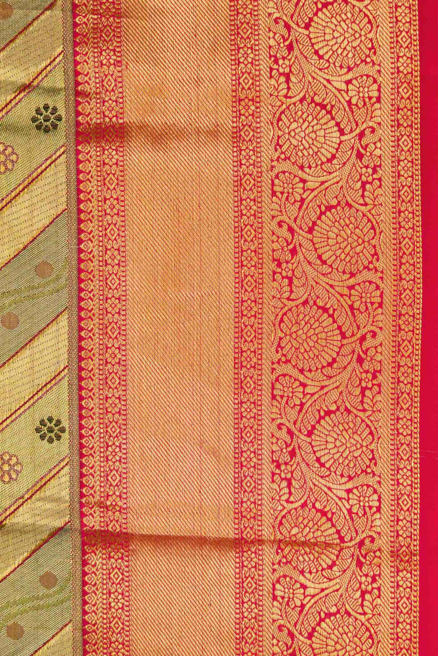 Gold Dual Tone Kanjivaram Tissue Silk Saree - Image 5